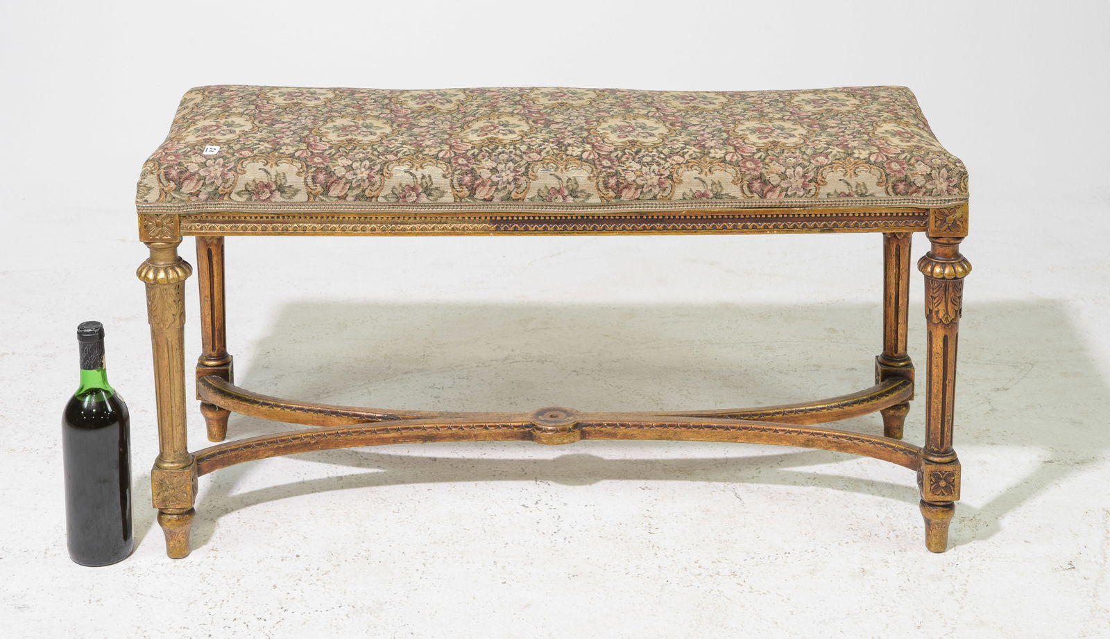 Louis XVI Style Gold Gilt Piano Bench: French Louis XVI Style Gold Gilt Piano Bench - 20 in tall x 37 x 15