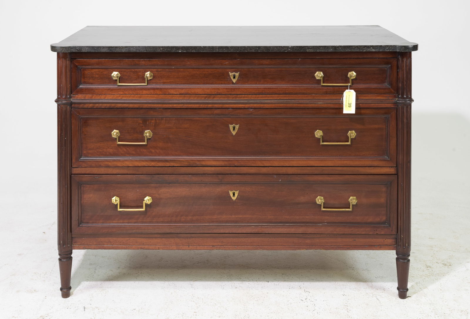 Louis XVI Style Marble Top Three Drawer Chest (1 of 6)