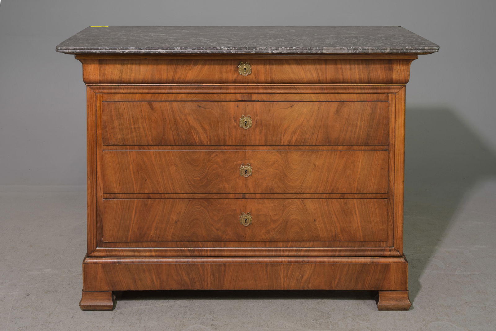 Louis Philippe Style Walnut Marble Top Chest (1 of 5)