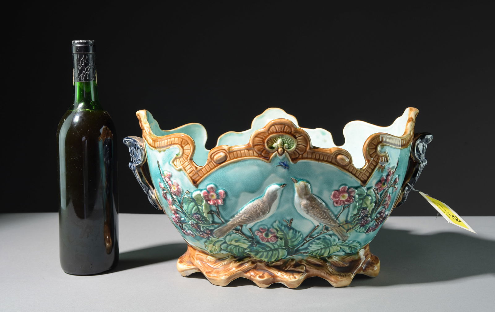 Onnaing Majolica Planter with Birds & Floral Motif (1 of 3)