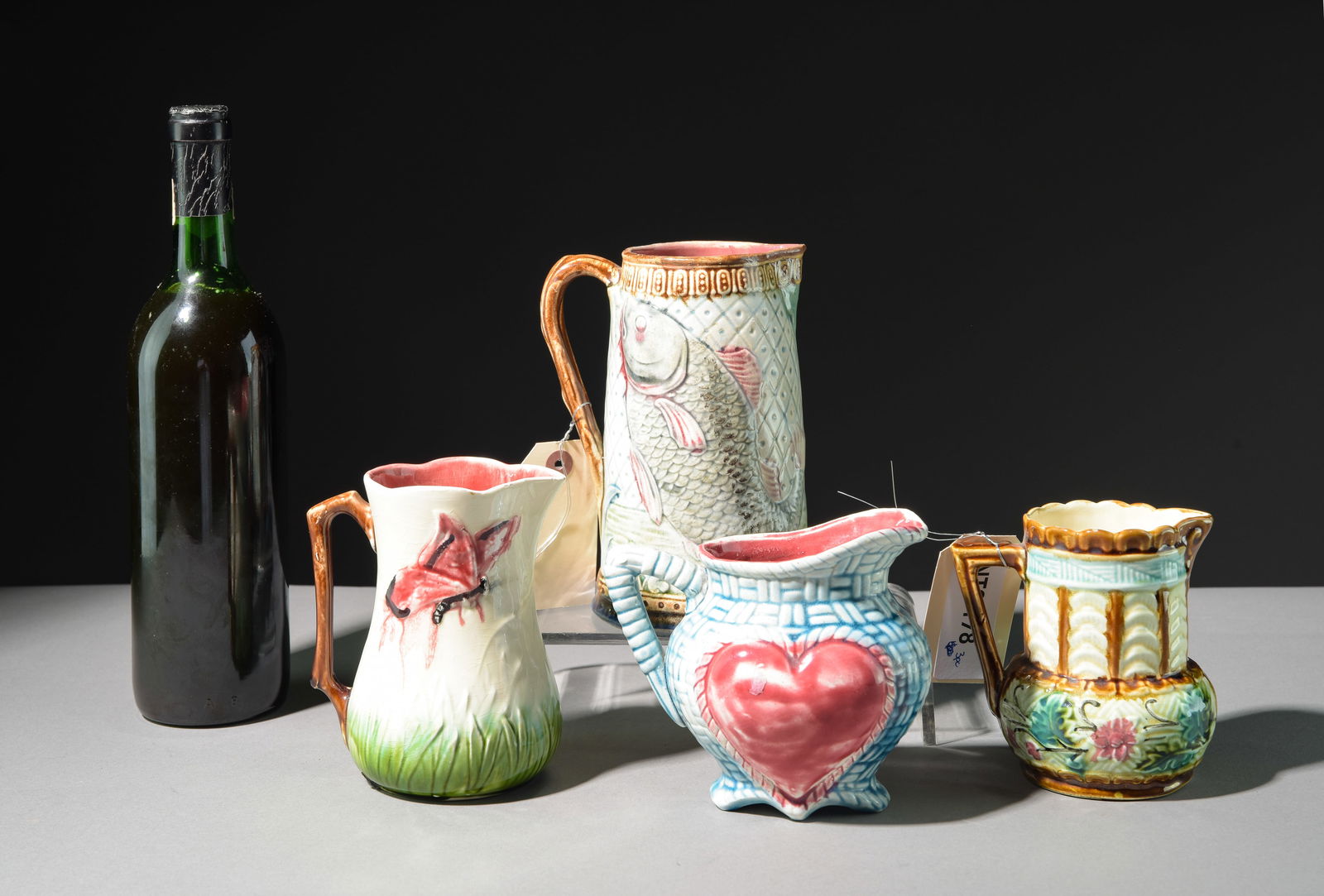 Four French Majolica Pitchers / Creamers (1 of 7)