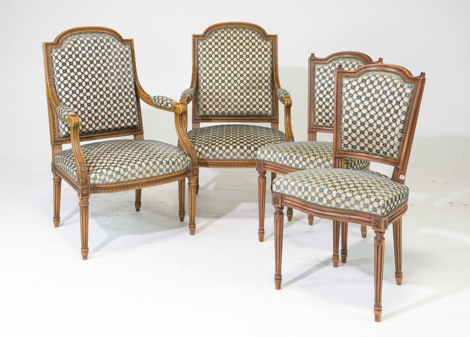 Four Louis XVI Style Chairs in Beech c.1950's (1 of 6)