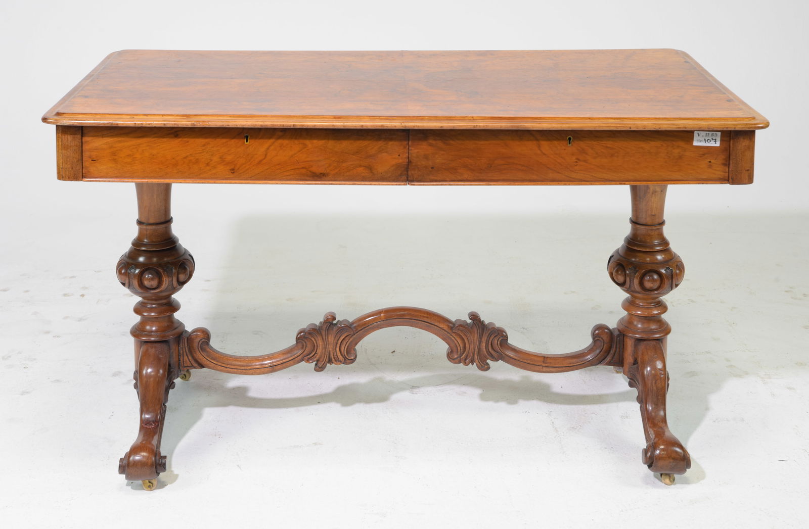 Victorian Walnut Two Drawer Writing Table (1 of 6)