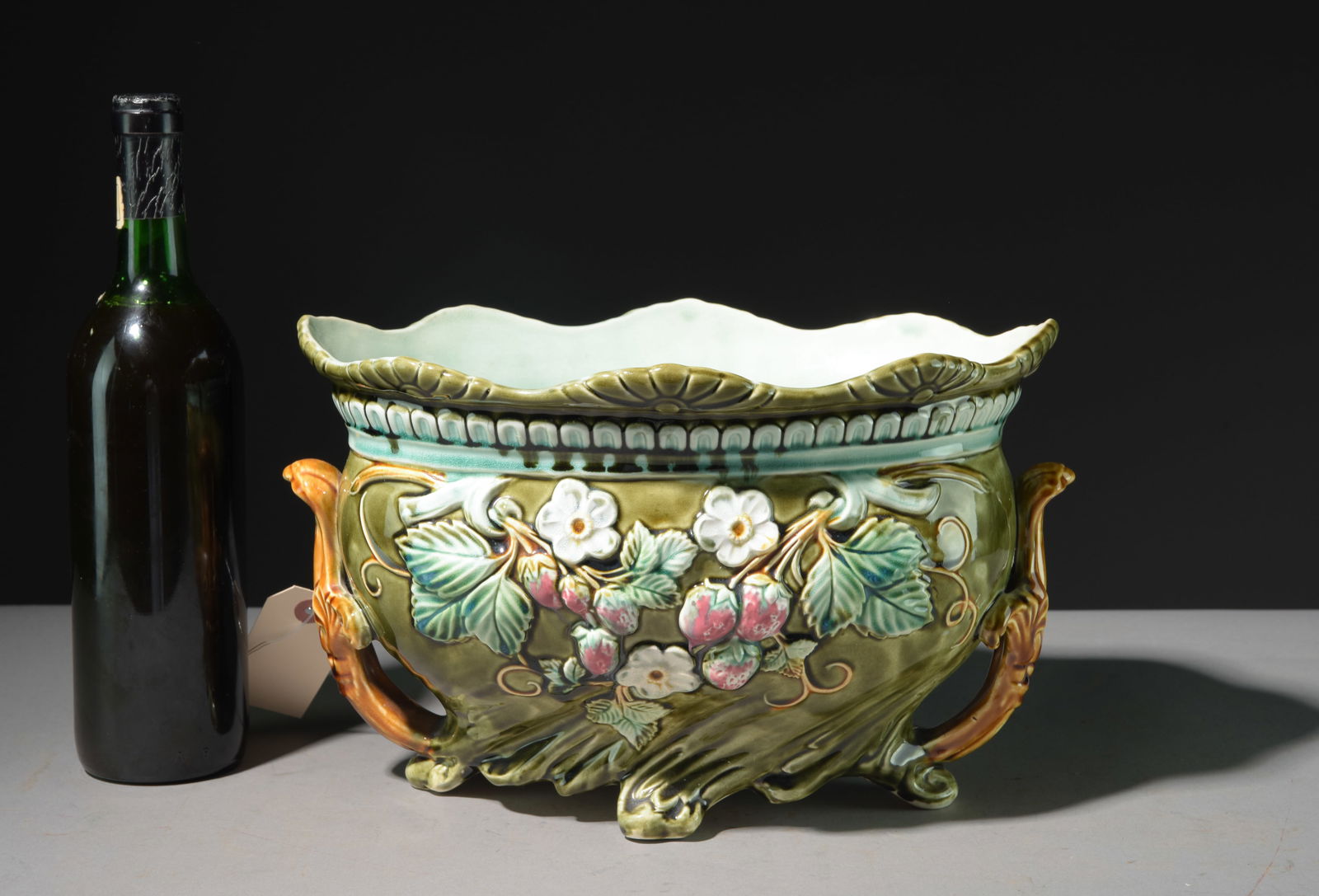 Onnaing Majolica Planter with Berry & Floral Motif (1 of 5)