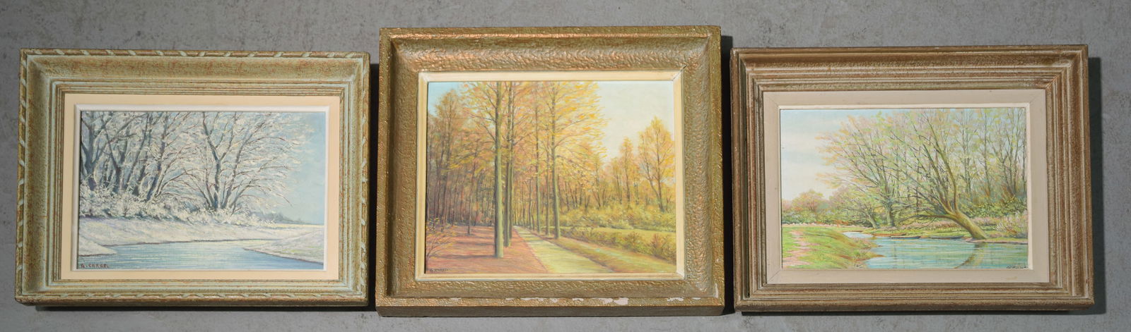 Three Framed Gaston Carsel Oil on Board Landscapes (1 of 8)