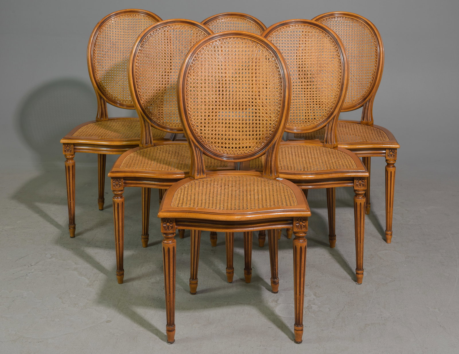 Set of 6 Louis XVI Style Balloon Cane Back Chairs (1 of 5)