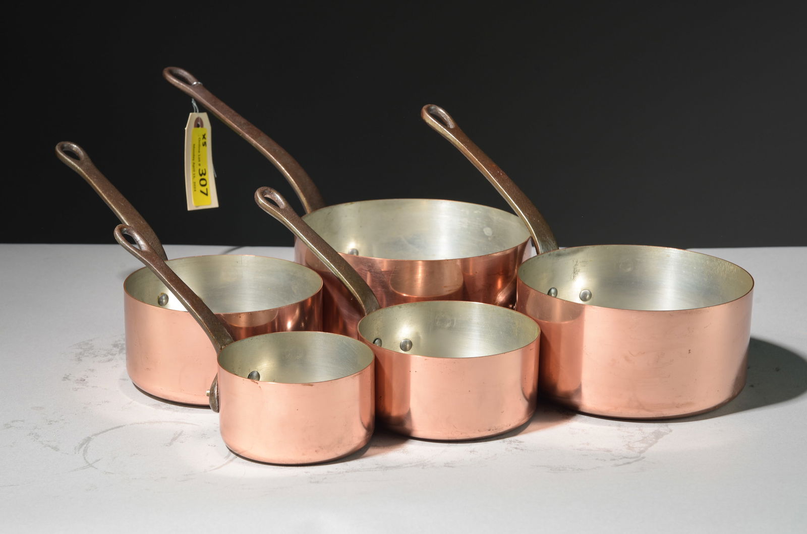 Set of 5 French Polished Copper Sauce Pans #2 (1 of 4)