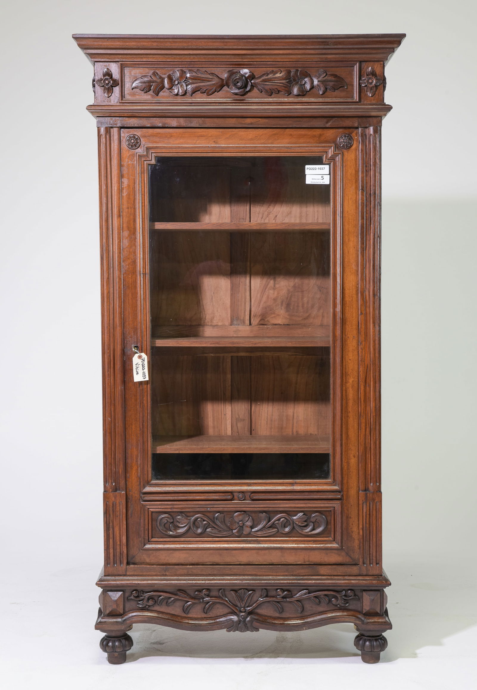 French Finely Carved Walnut Vitrine / Bookcase (1 of 9)