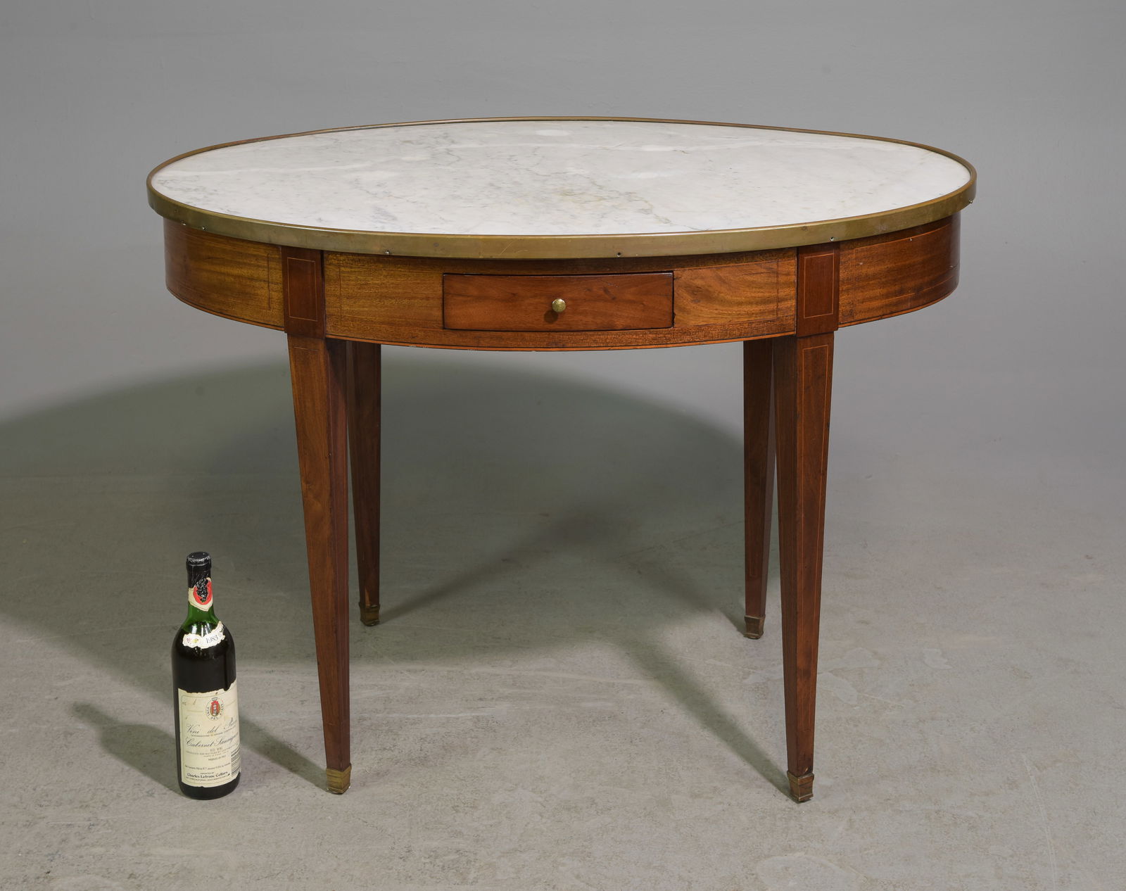 Louis XVI Style White Marble Top Oval Table (1 of 5)