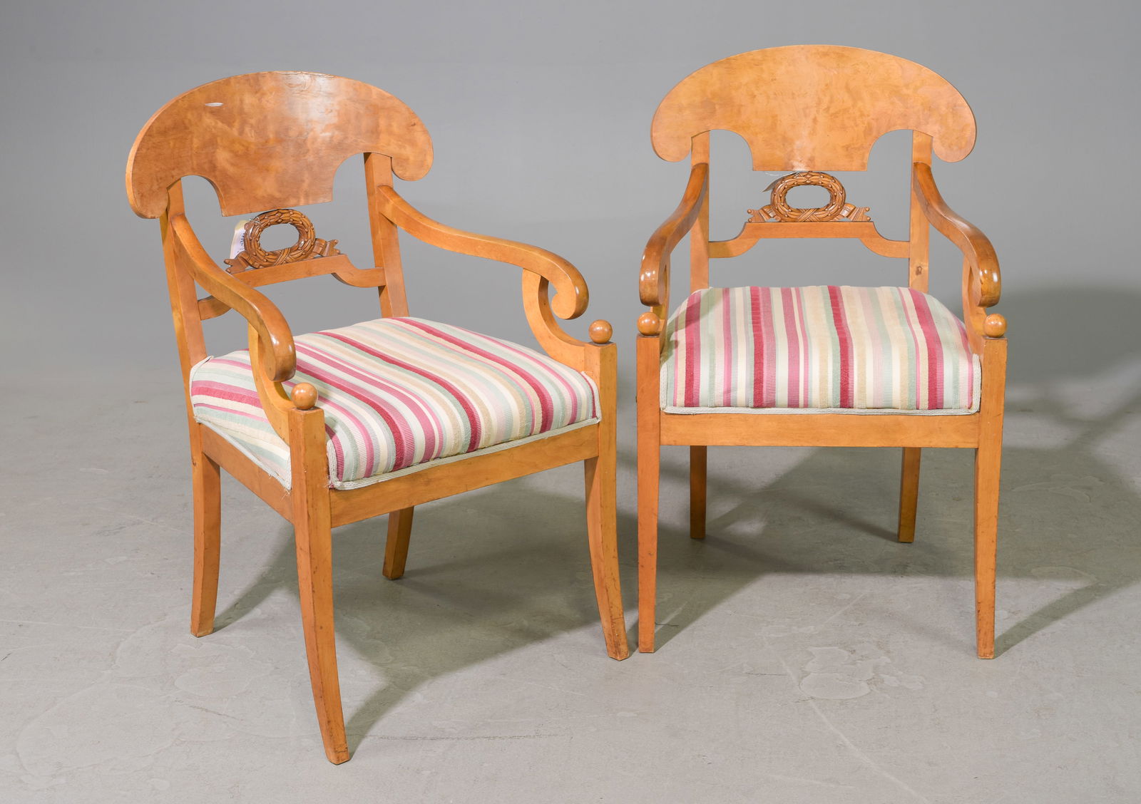 Pair of Biedermeier Style Walnut Arm Chairs (1 of 5)