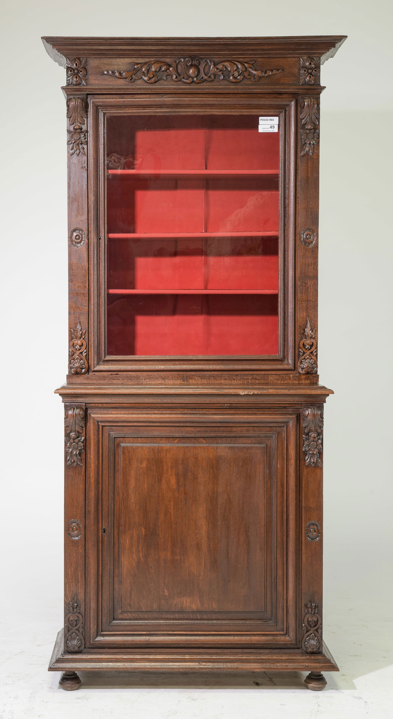 French Oak Step Back Bookcase / Cupboard (1 of 9)