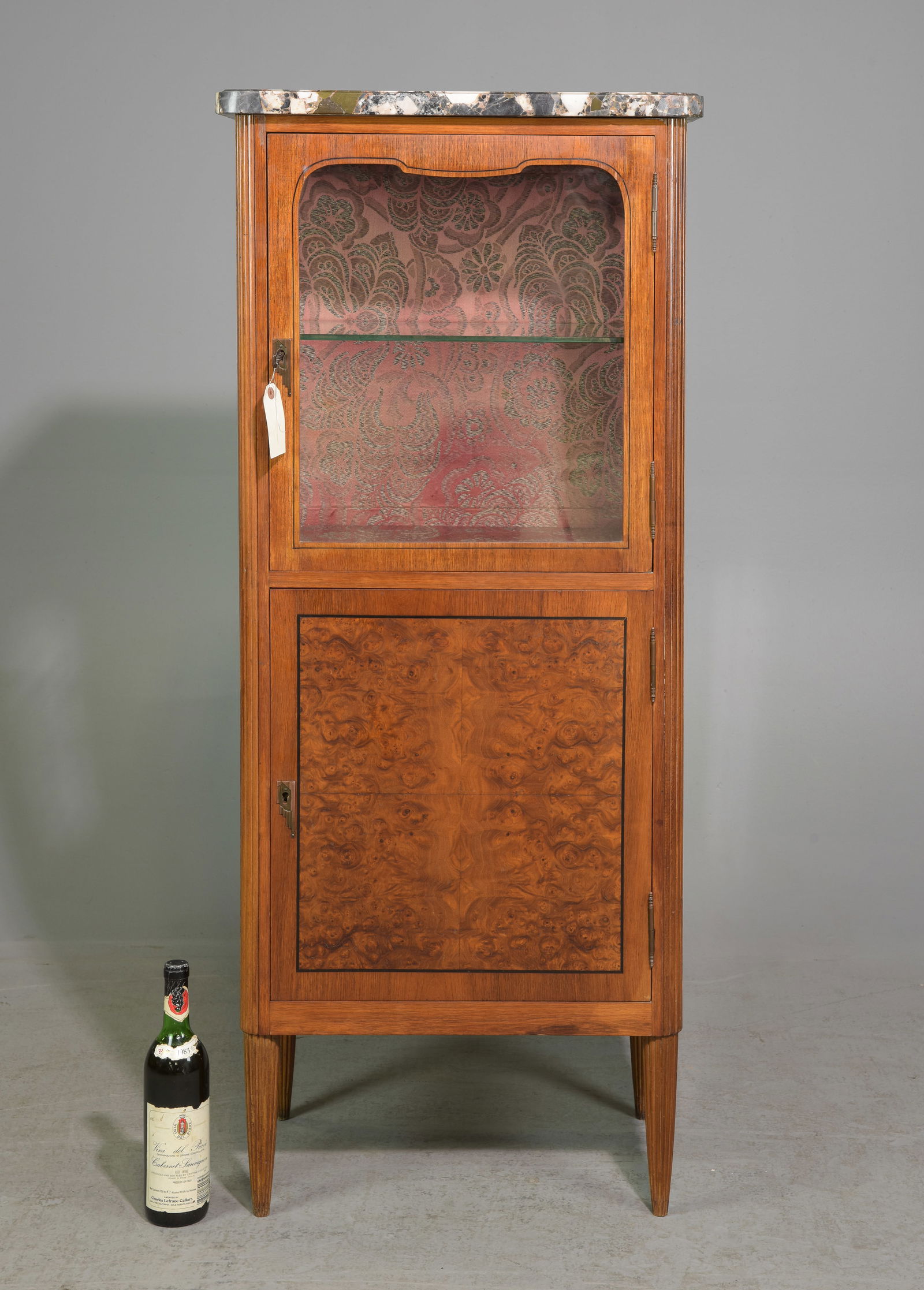 French Walnut Marble Top Vitrine / Cabinet (1 of 9)