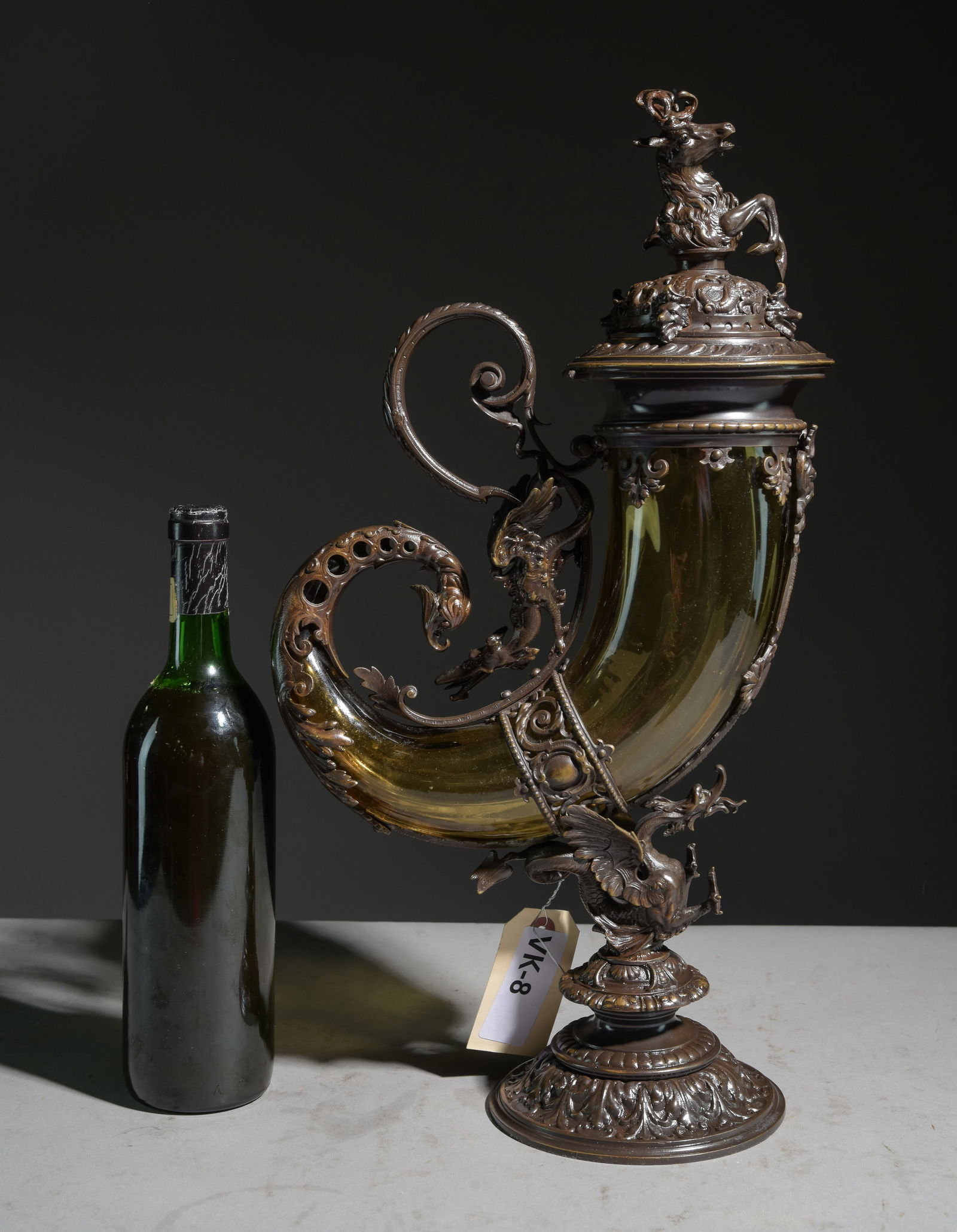 Renaissance Style Bronze Mounted Glass Horn Cornucopia (1 of 5)