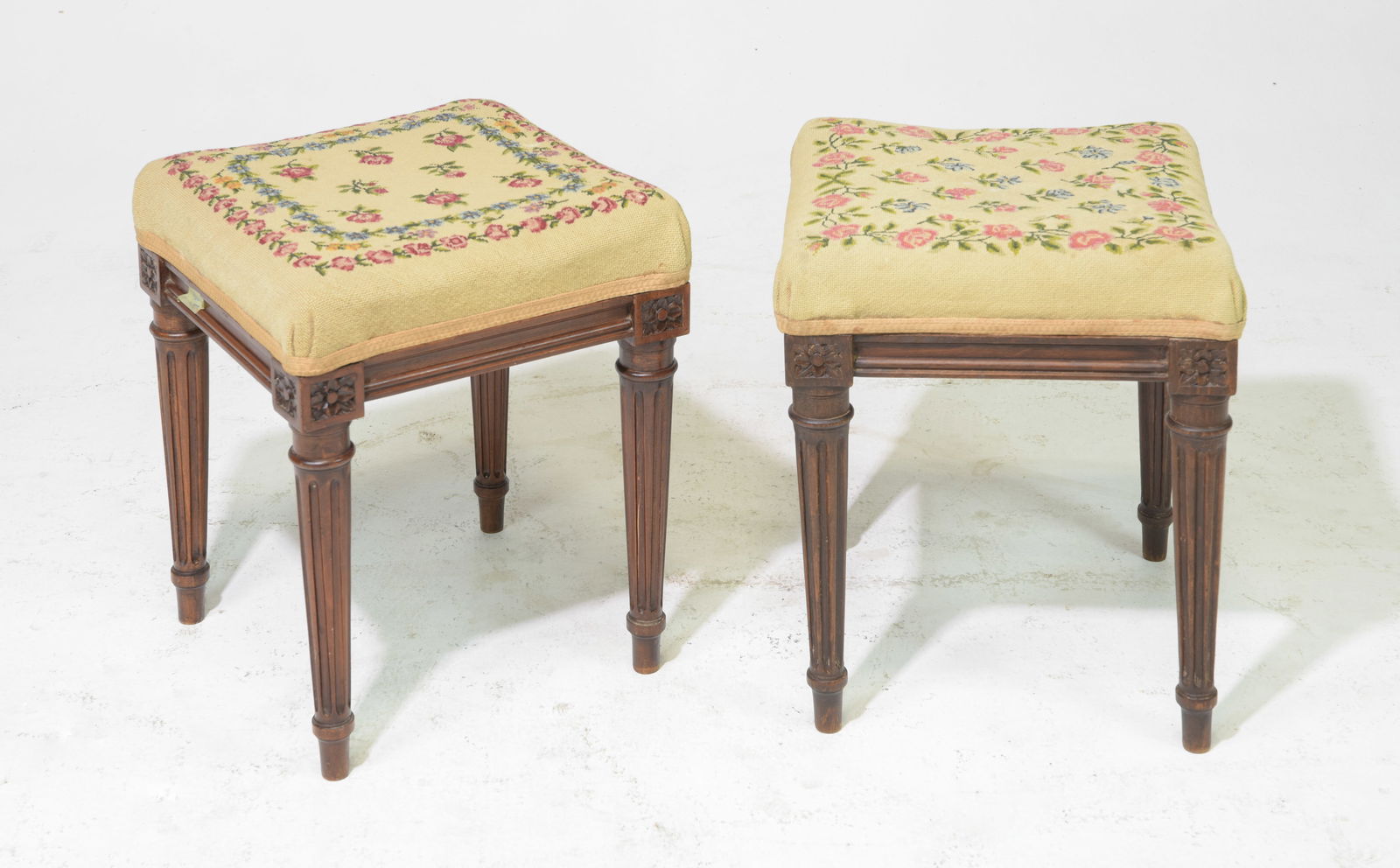 Two Louis XVI Style Needlepoint Stools (1 of 4)