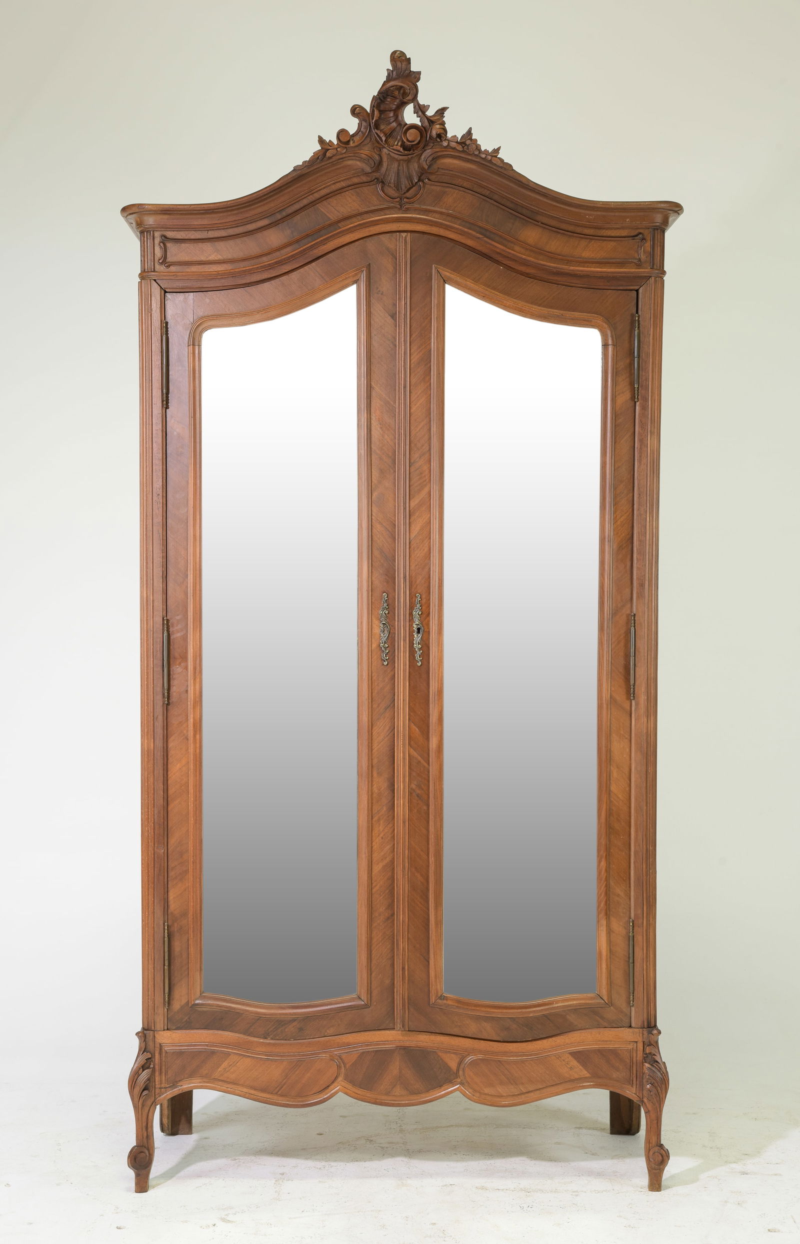 Louis XV Style Walnut Double Mirror Door Armoire (1 of 3)