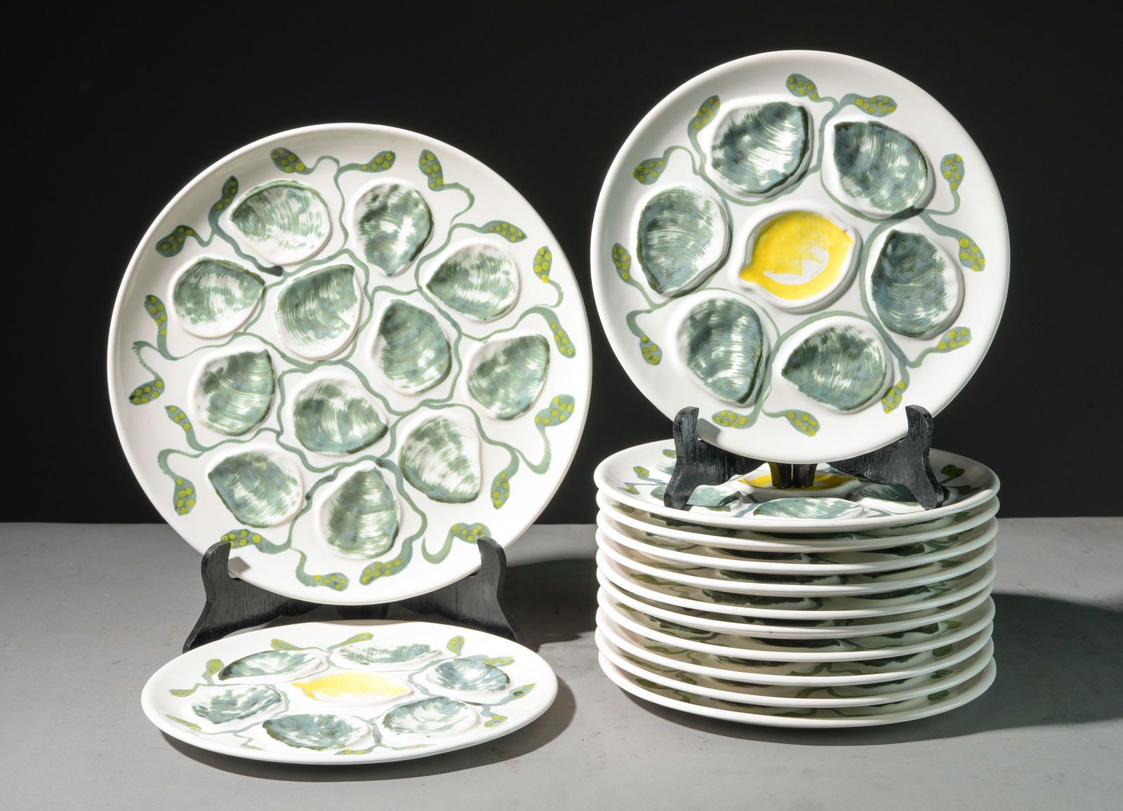 13pc French Oyster Plate Set - Platter & 12 Plates (1 of 4)