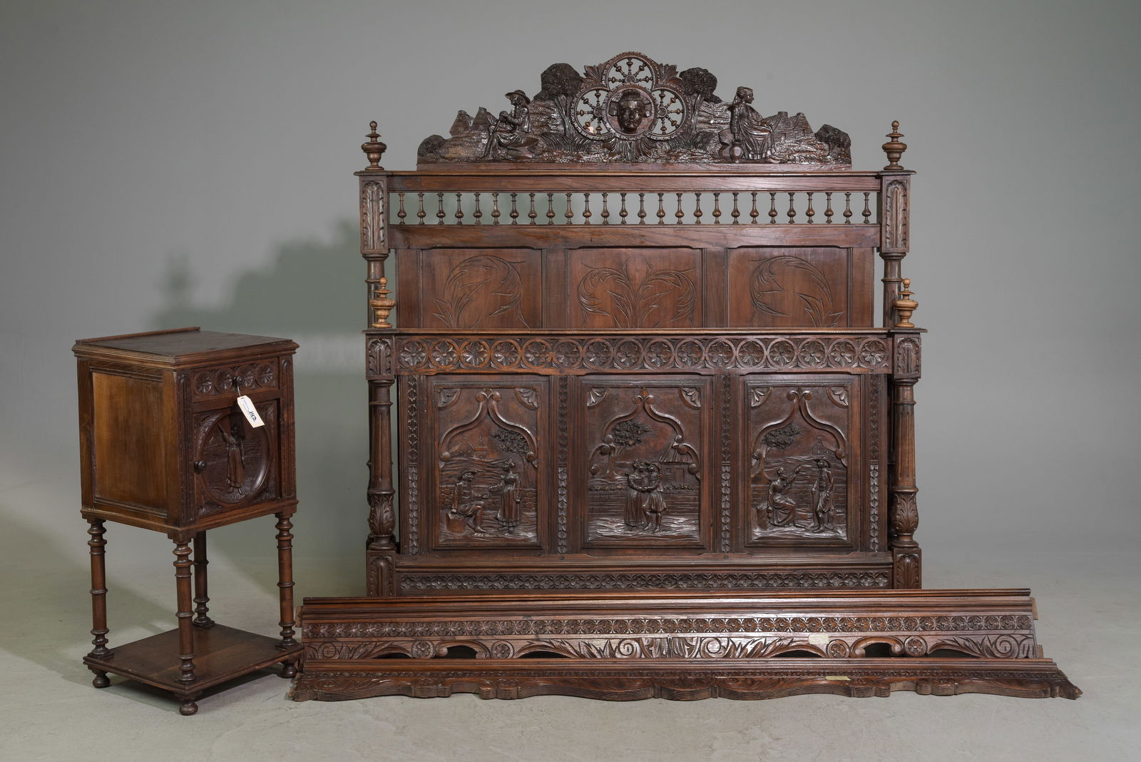 French Breton Style Bed with Rails & Nightstand (1 of 10)