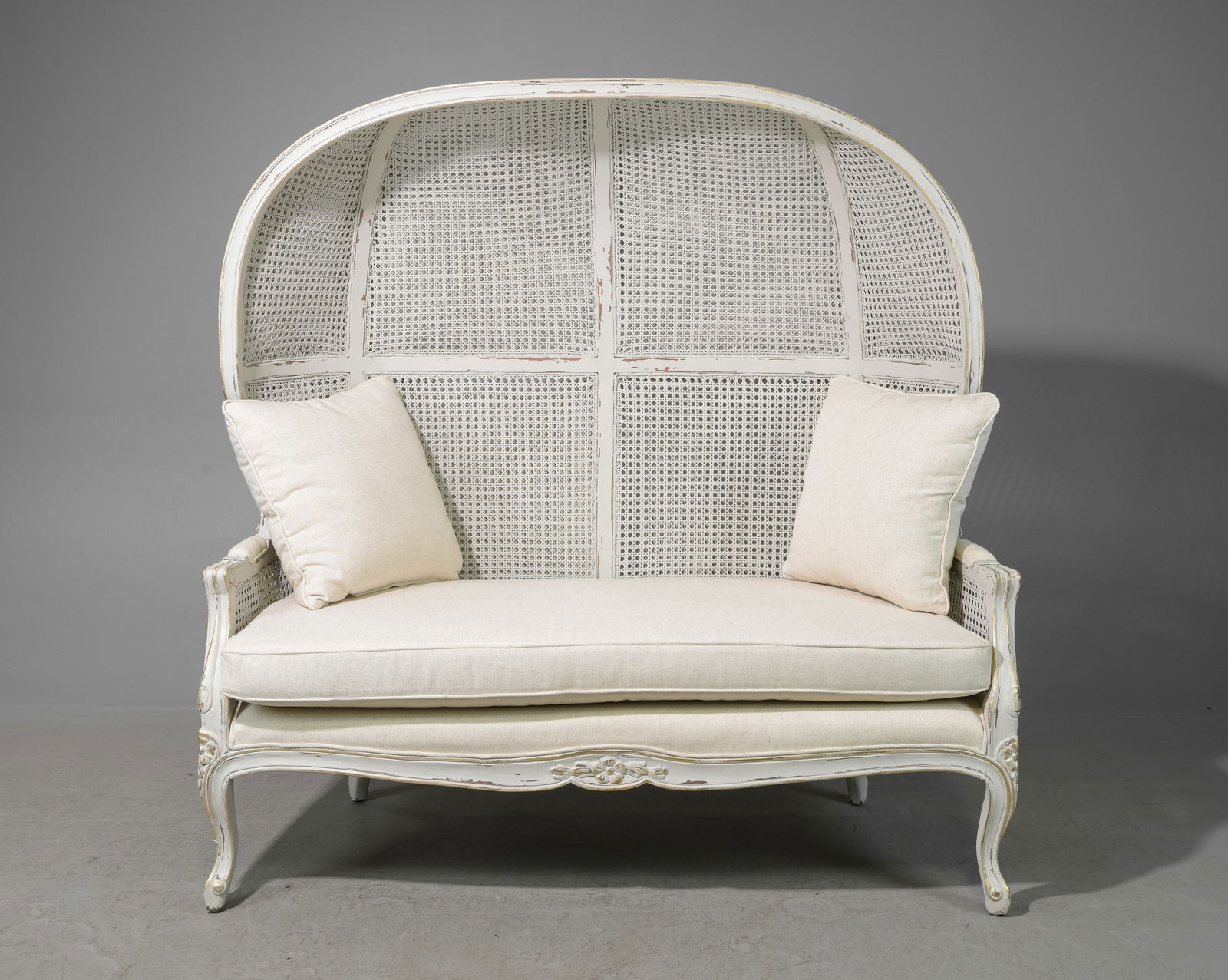 French Style Painted Double Caned Balloon Settee #1 (1 of 7)