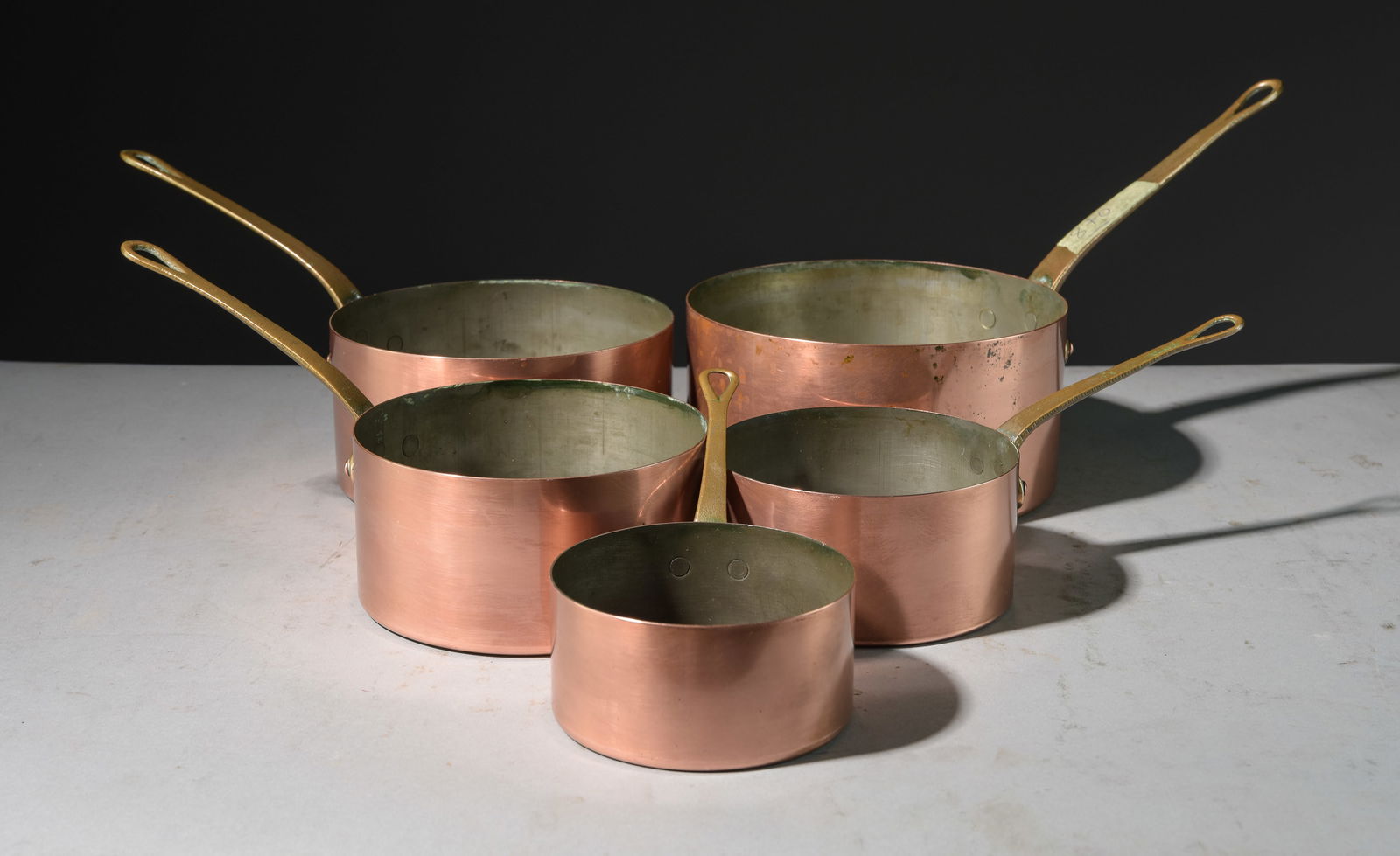 Set of 5 French Polished Copper Sauce Pans #1 (1 of 4)