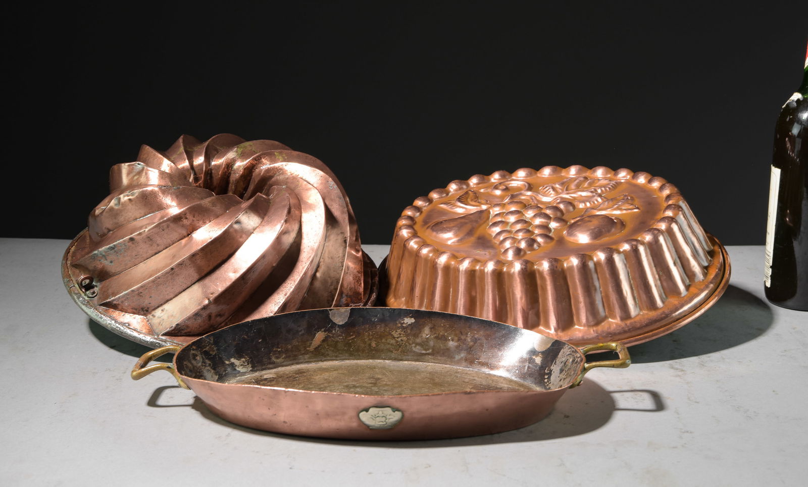 Two French Copper Cougloff Molds & 1 Pan (1 of 6)