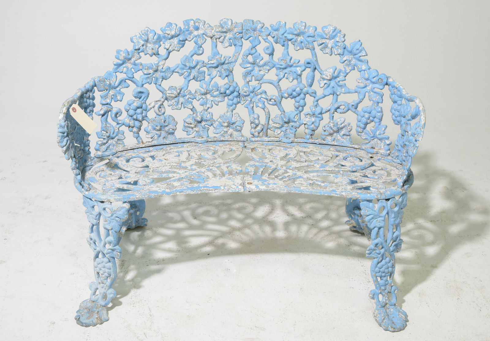 French Style Blue Painted Iron / Metal Garden Bench (1 of 4)