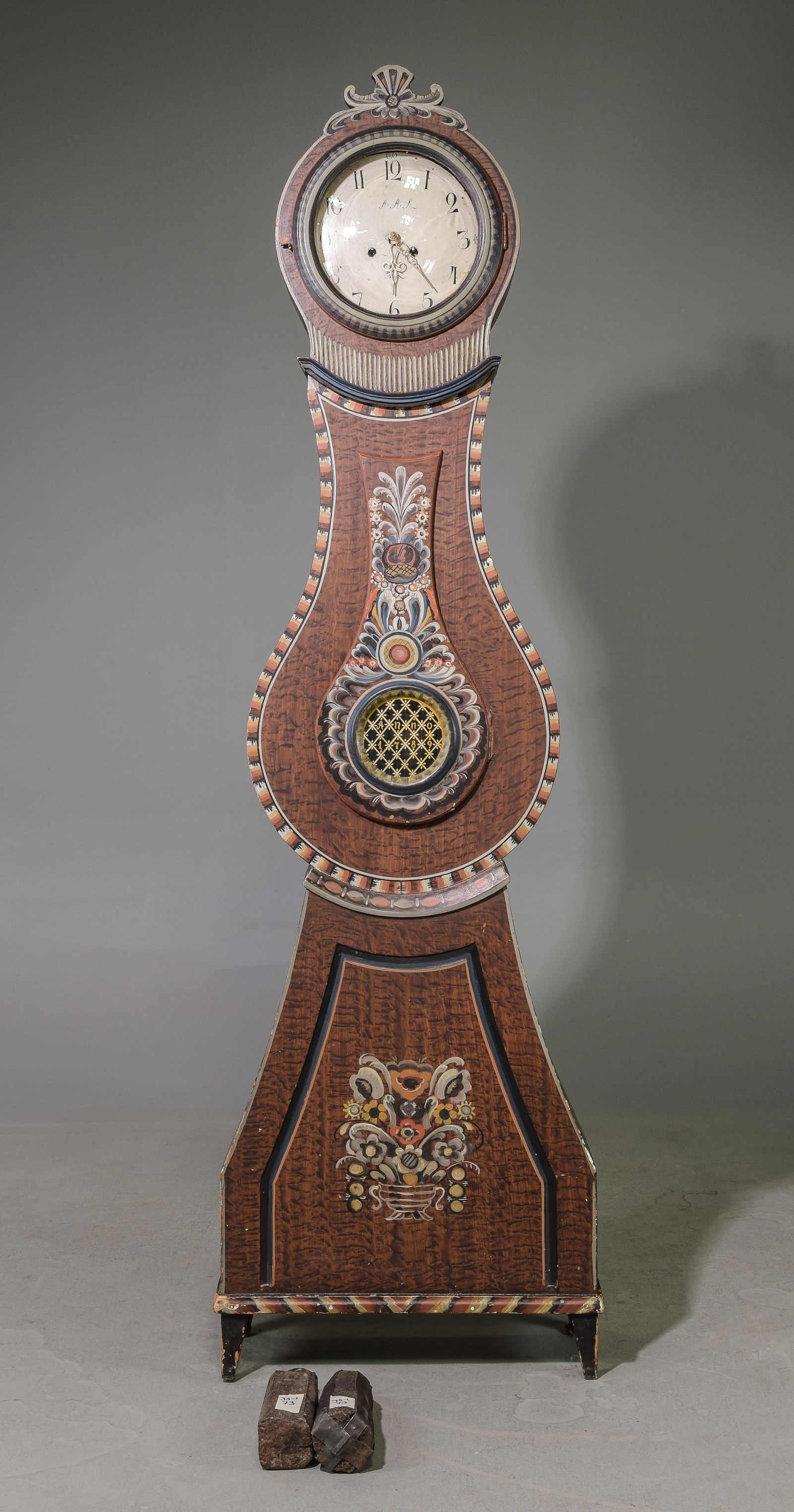 Swedish Painted Longcase Mora Clock with Weights (1 of 7)