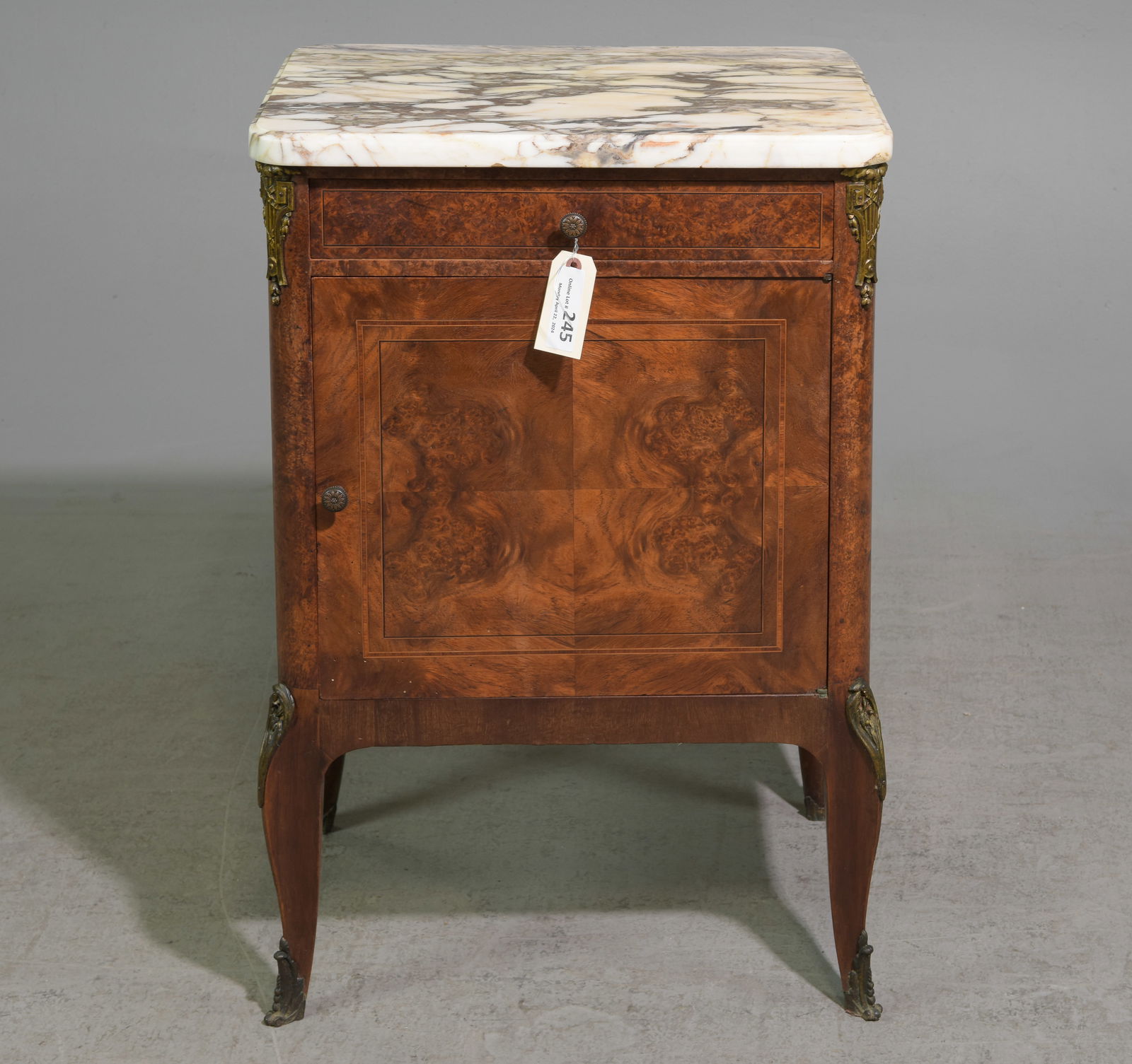French Walnut Marble Top Occasional Cabinet (1 of 6)