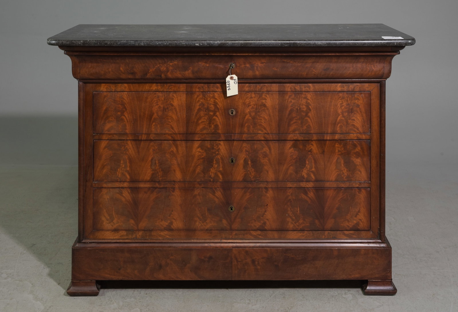 Louis Philippe Style Marble Top Mahogany Chest: French Louis Philippe Style Marble Top Mahogany Chest - 37 in tall x 51 x 22.5