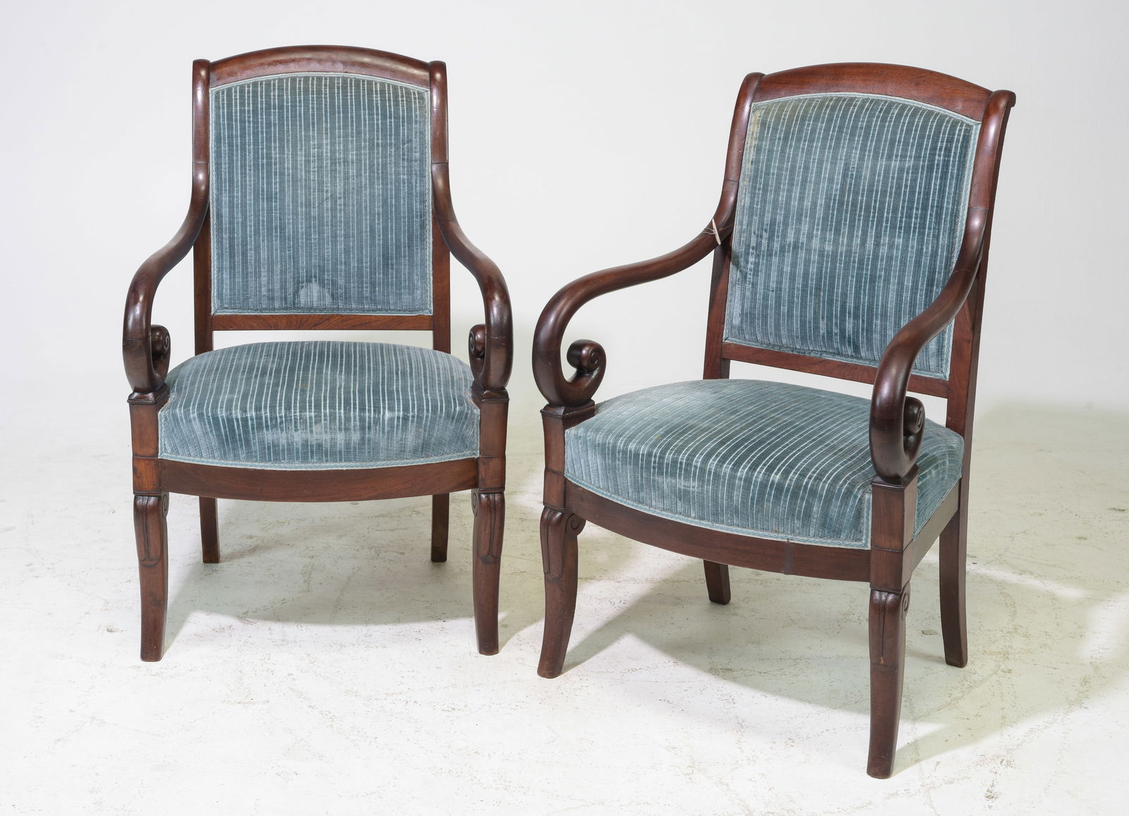 Two French Mahogany Scrolled Arm Chairs (1 of 4)