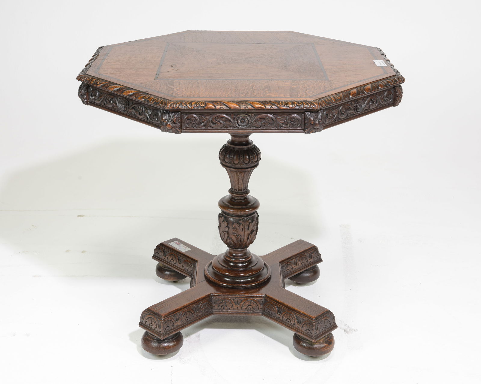 English Carved Oak Octagonal Hall Table (1 of 4)