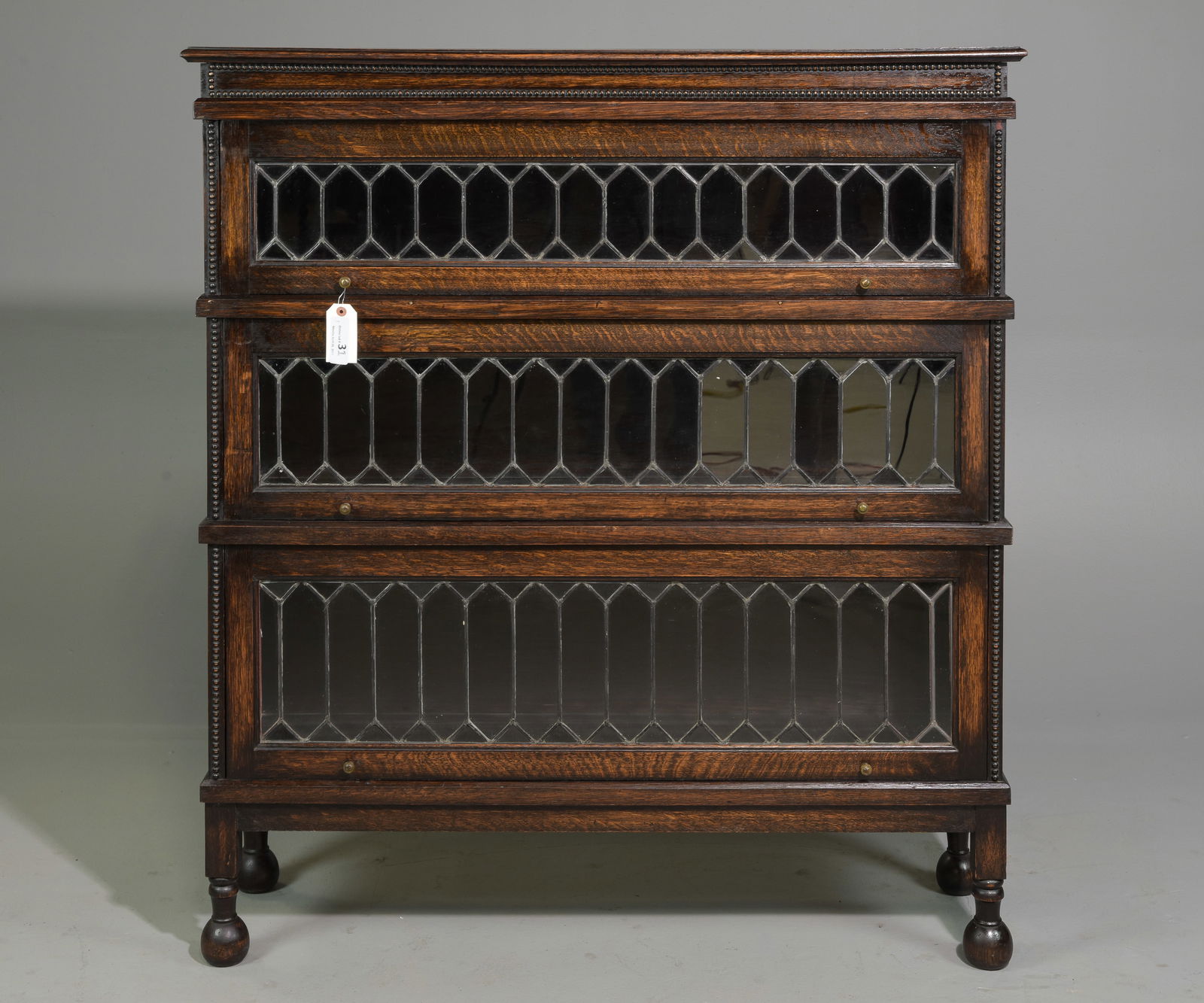 Jacobean Oak Leaded Glass Lawyers Bookcase (1 of 5)