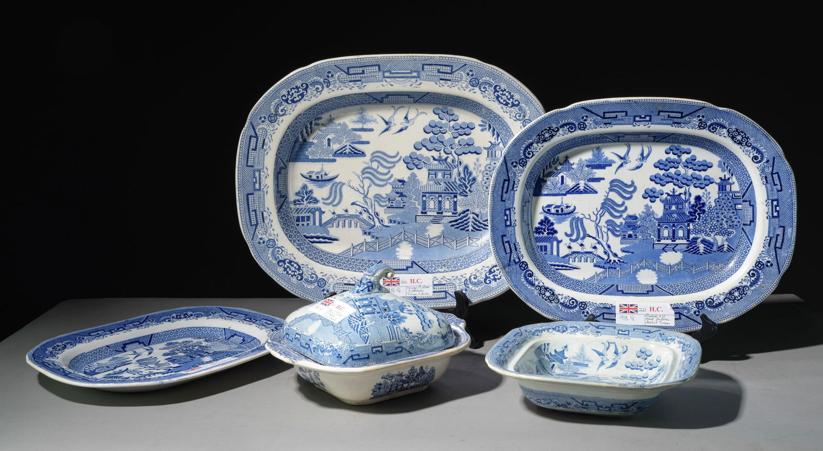 5Pcs Blue & white China - Platters, Dish, Tureen (1 of 11)