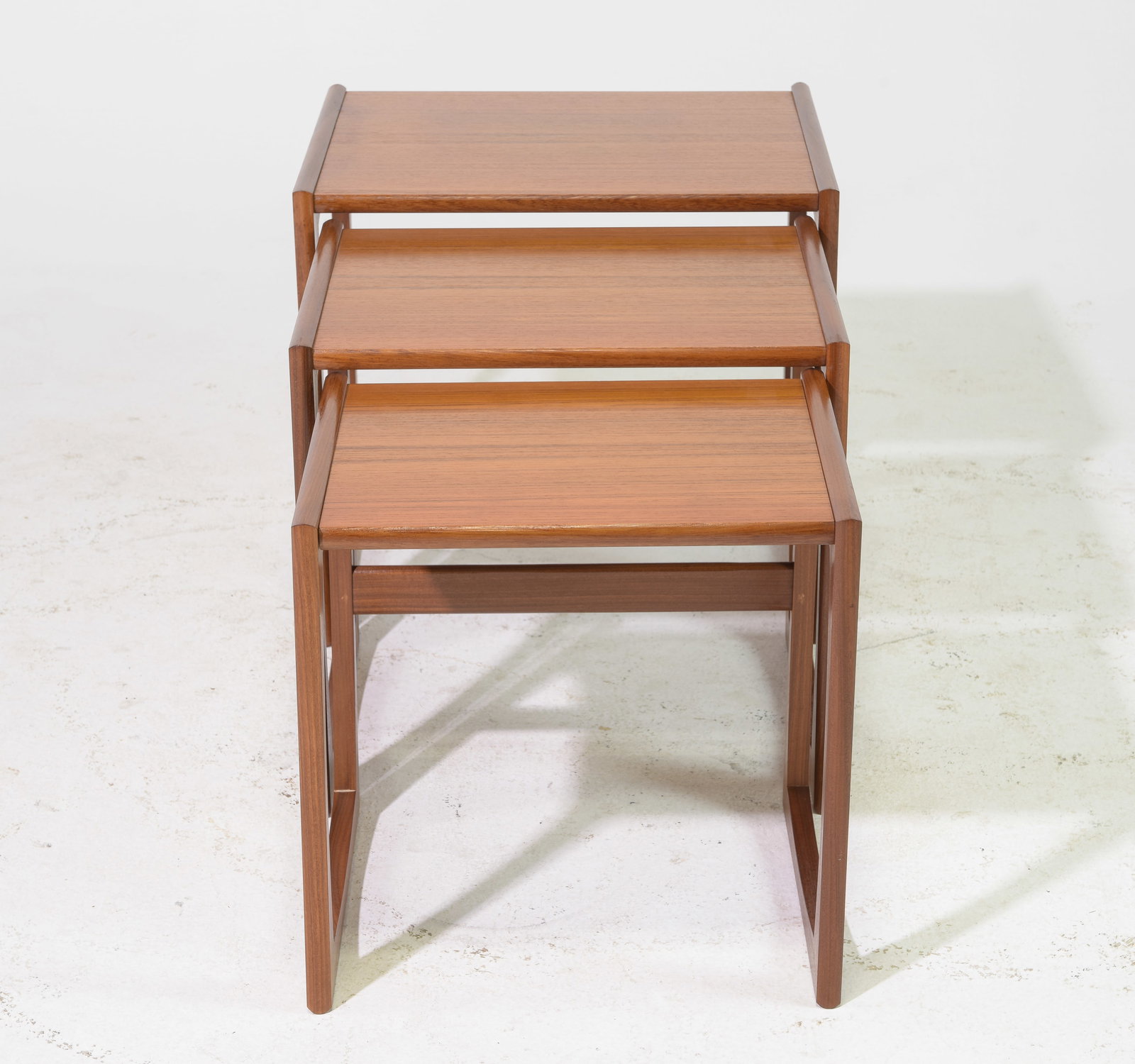 Mid Century Modern Quadrille Nest of 3 Tables #1: This Danish Modern Style Nest is British and made by Mid Century Modern Furniture Maker G Plan ( Gplan ) it stacks to make a bookcase as well. Measurement for largest table is 19 in tall x 21 wide x 1