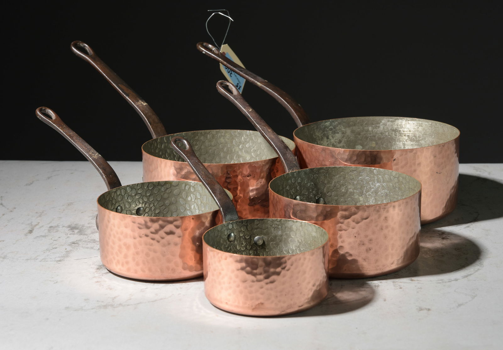 Set of 5 French Polished Copper Sauce Pans #6 (1 of 3)