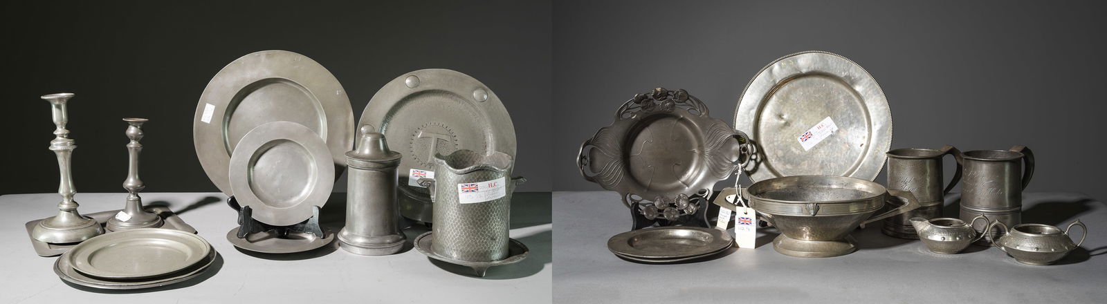 22pcs Assorted Pewter Candlesticks, Chargers, Etc. (1 of 10)