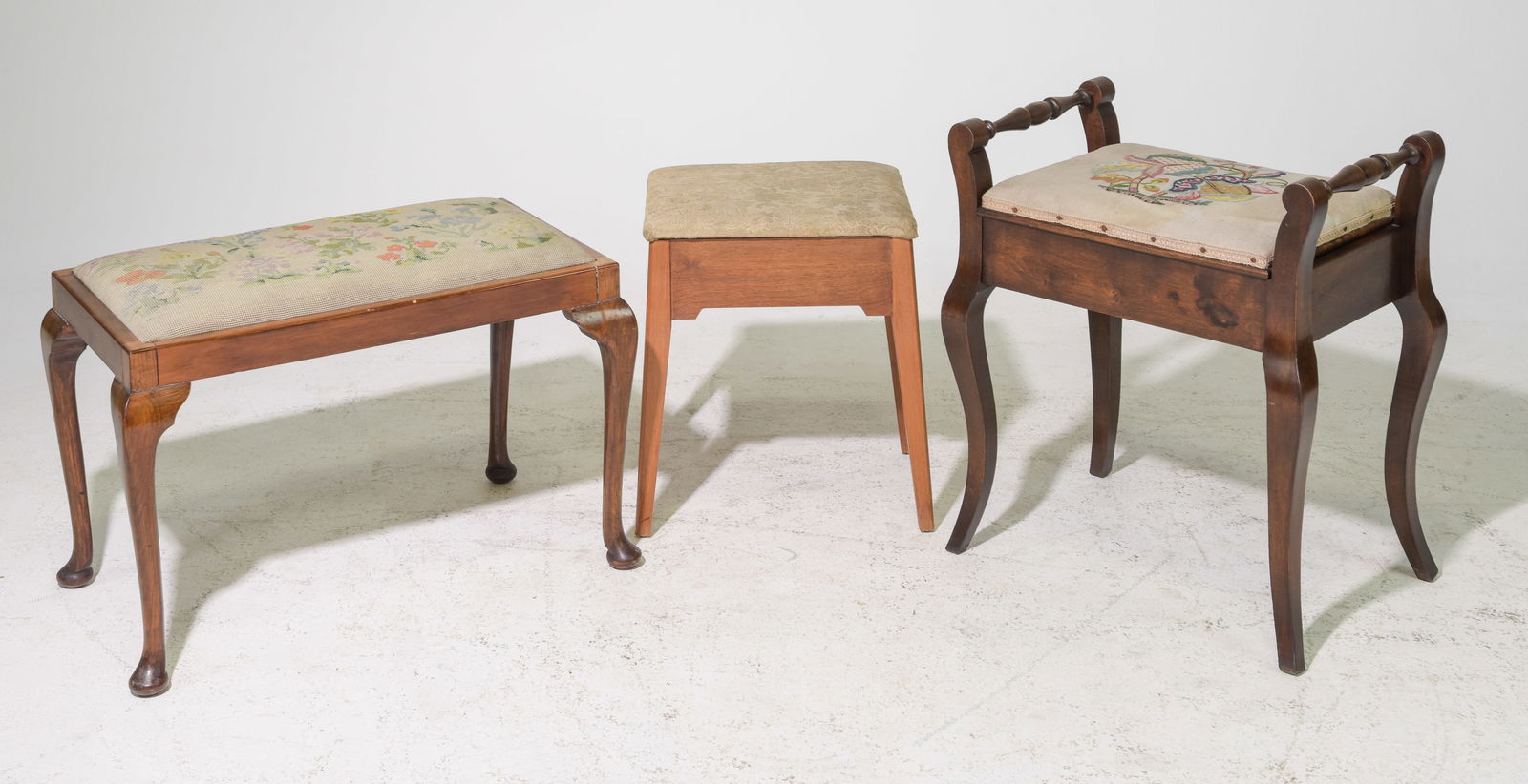 British Mahogany Piano Stool & 2 Tapestry Stools (1 of 5)