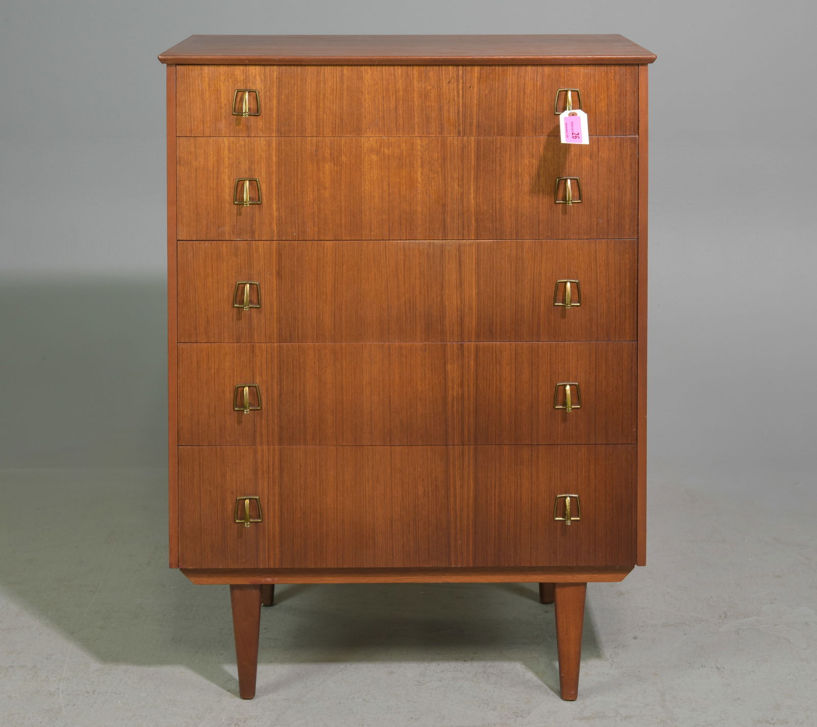 Mid Century Modern 5 Drawer Chest with Metal Pulls (1 of 7)