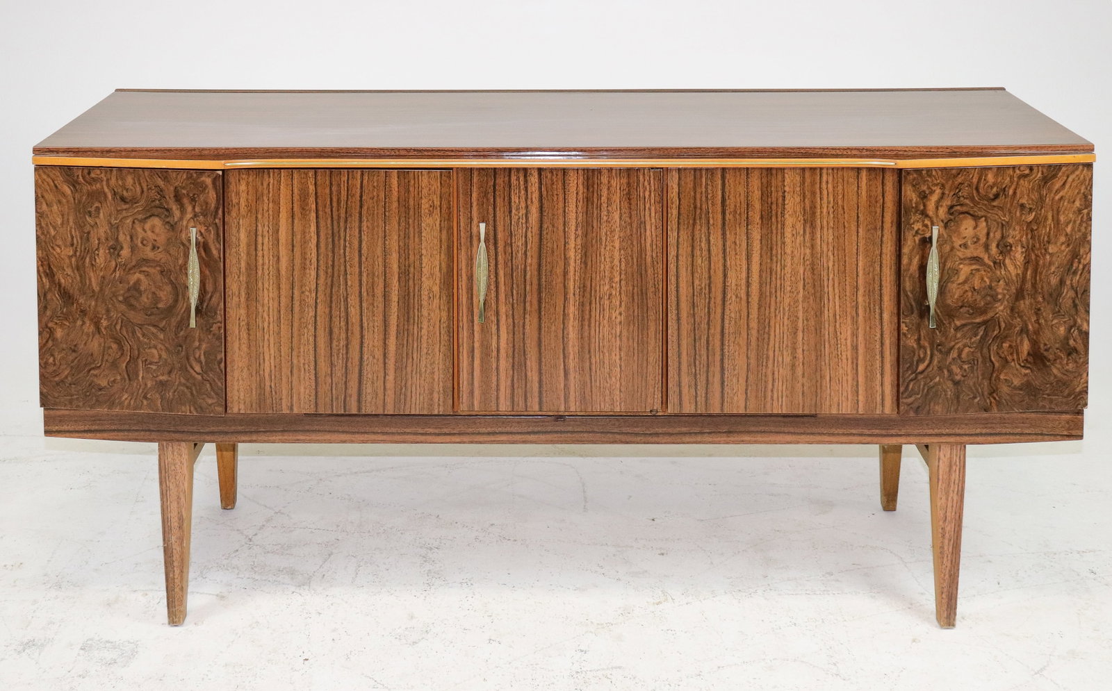 Mid Century Modern Laminate Sideboard - Beautility: Danish Modern Style Laminate Credenza With Bifold Doors By Beautility - 31 inches tall x 63 x 30