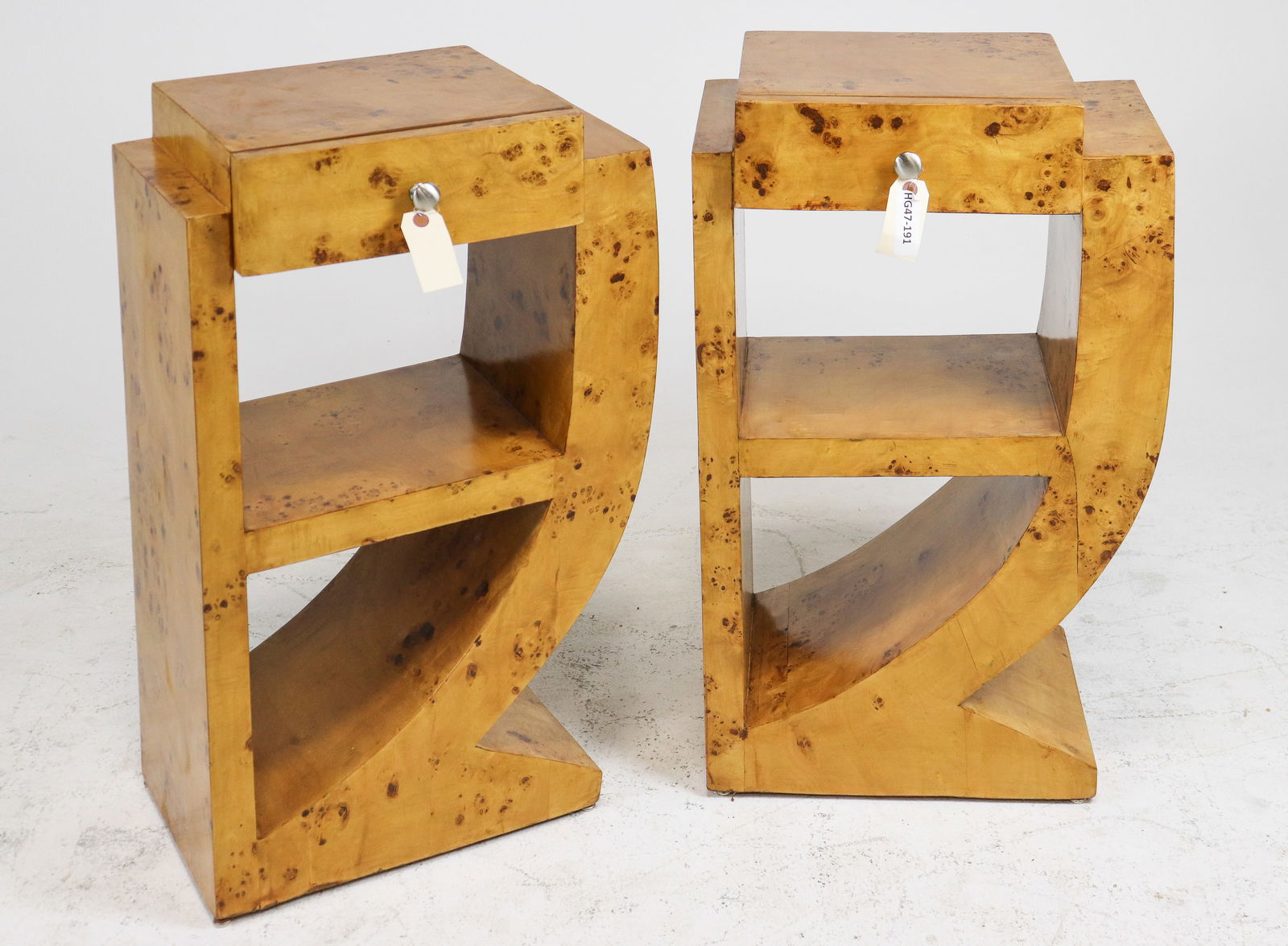 Two Art Deco Style Burled Occasional Tables (1 of 7)