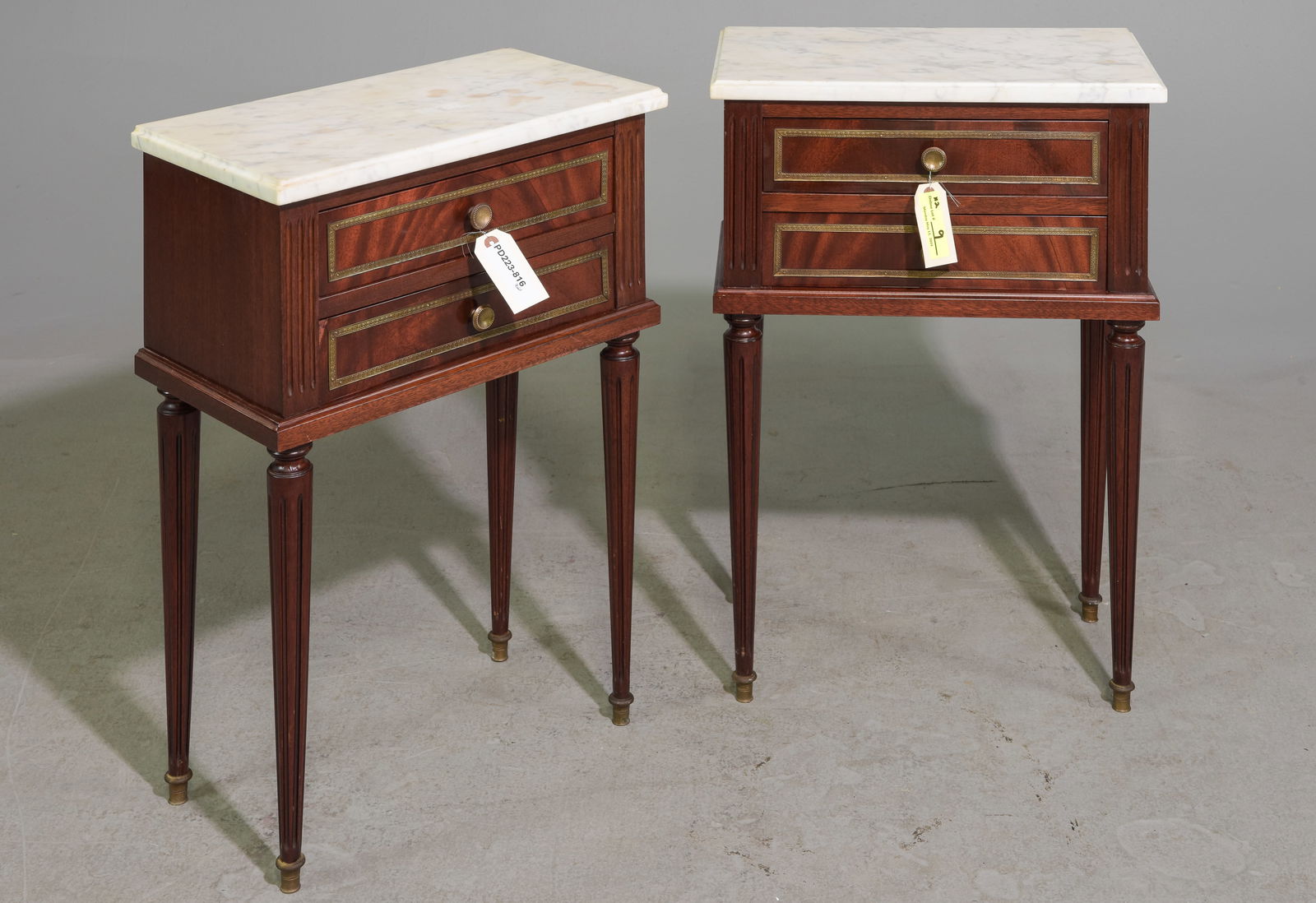 Pair of Louis XVI Style White Marble Top Chests (1 of 5)