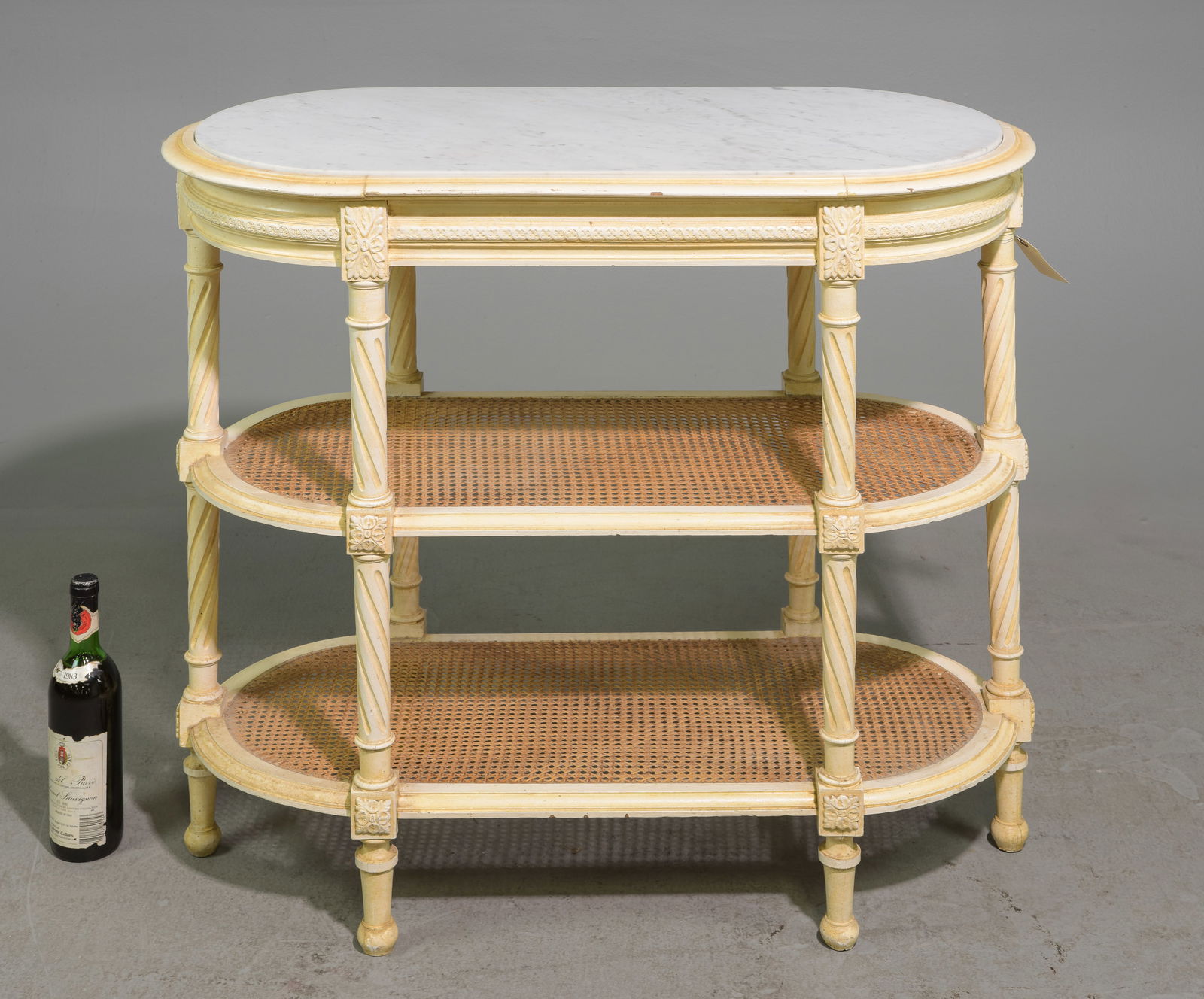 French Painted White Marble Top Oval Table (1 of 6)