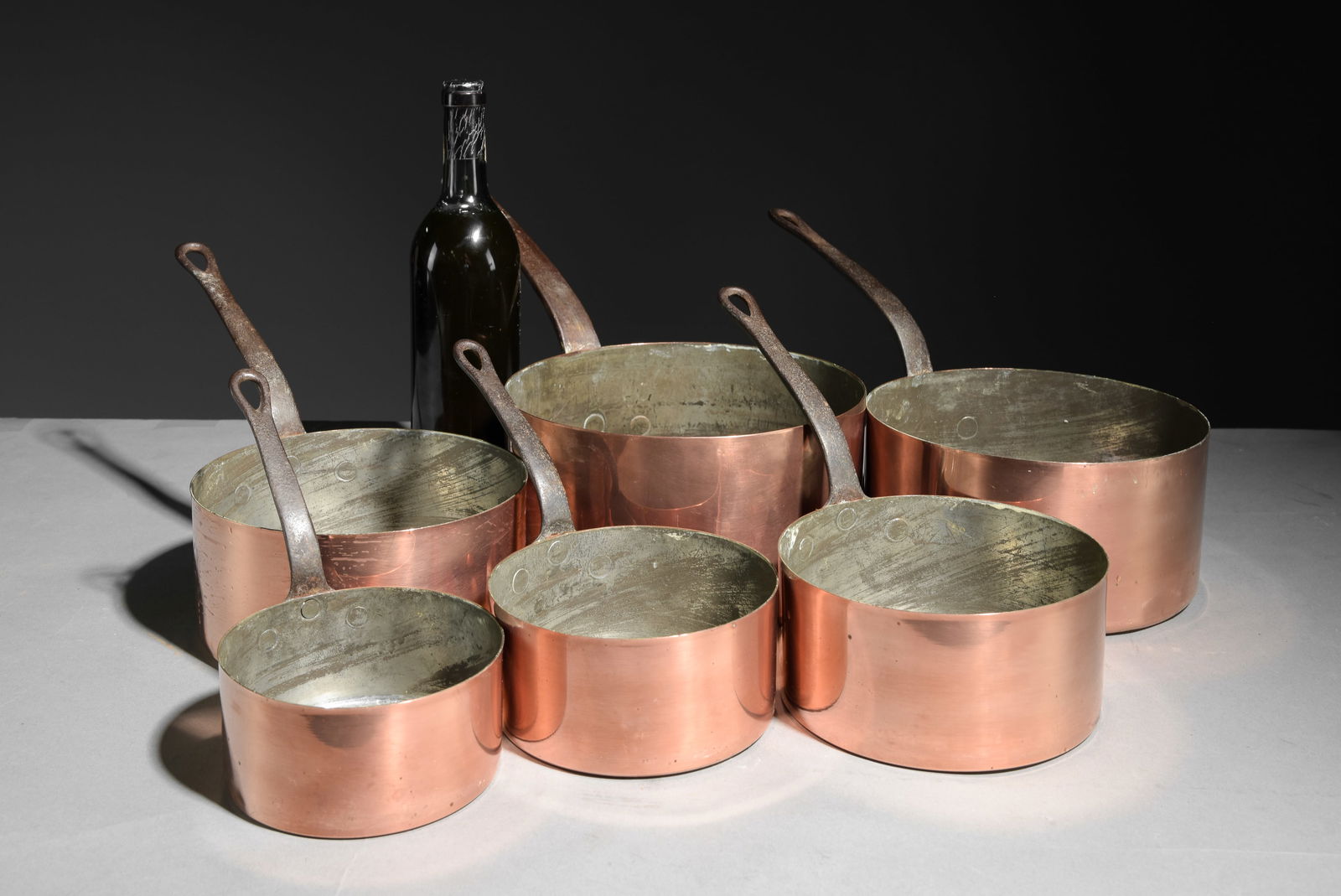 Set of 6 French Large Copper Sauce Pans (1 of 3)