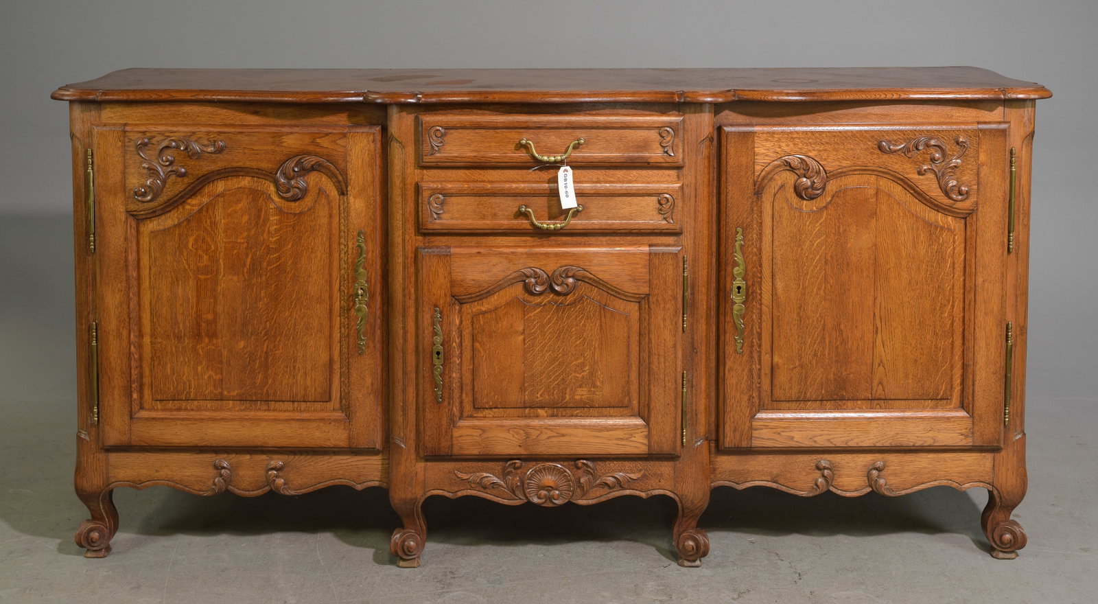 Louis XV Style Oak Parquet Top Sideboard: French Louis XV Style Oak Parquet Top Sideboard / Enfilade - 39.5 in tall x 82 x 24