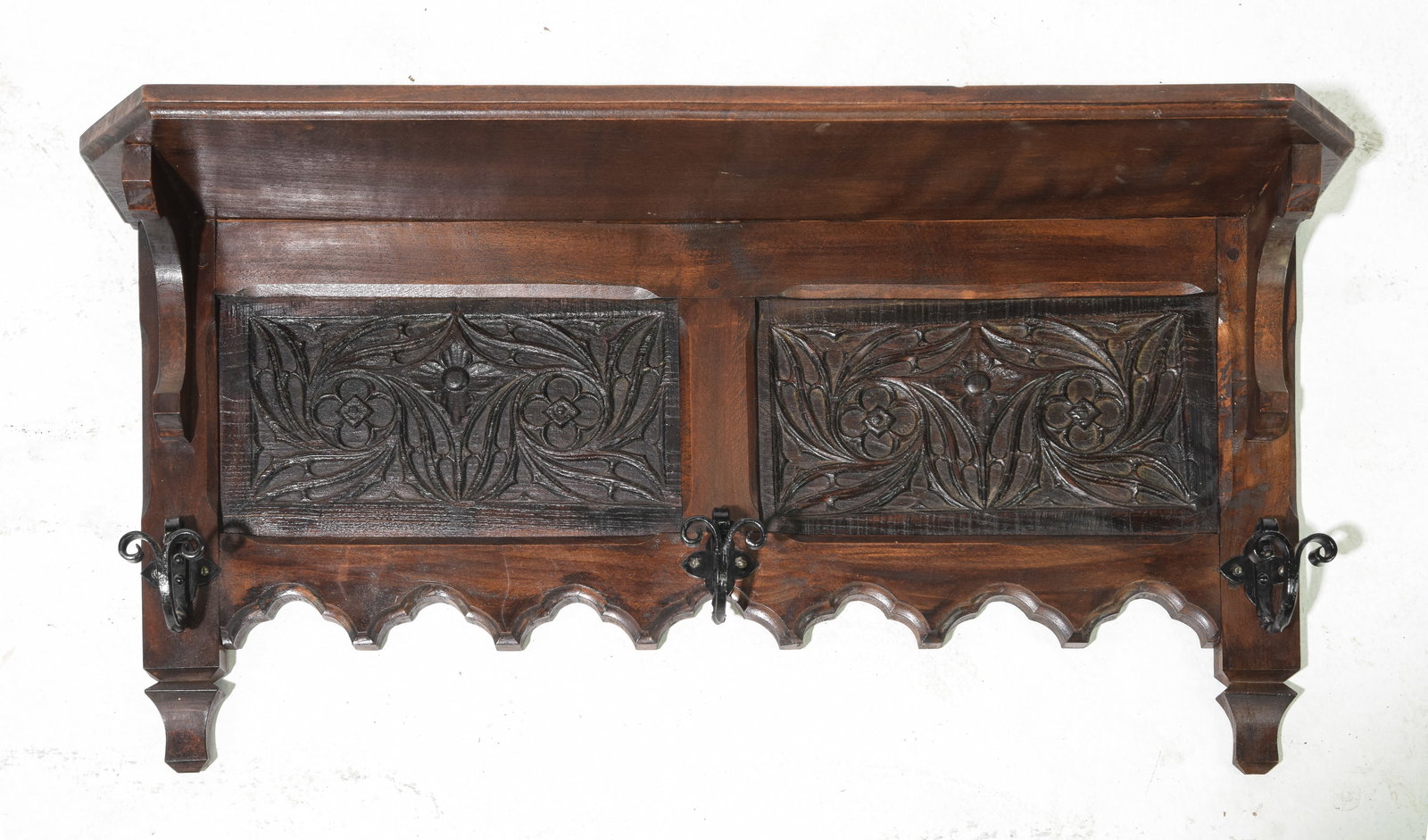 Renaissance Style Wall Shelf with Iron Hooks (1 of 4)