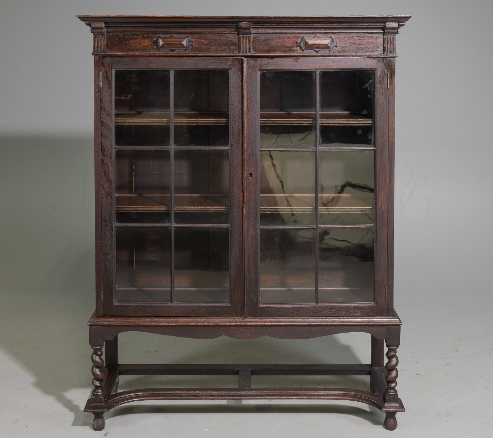 British Oak Barley Twist Bookcase c.1920's (1 of 3)