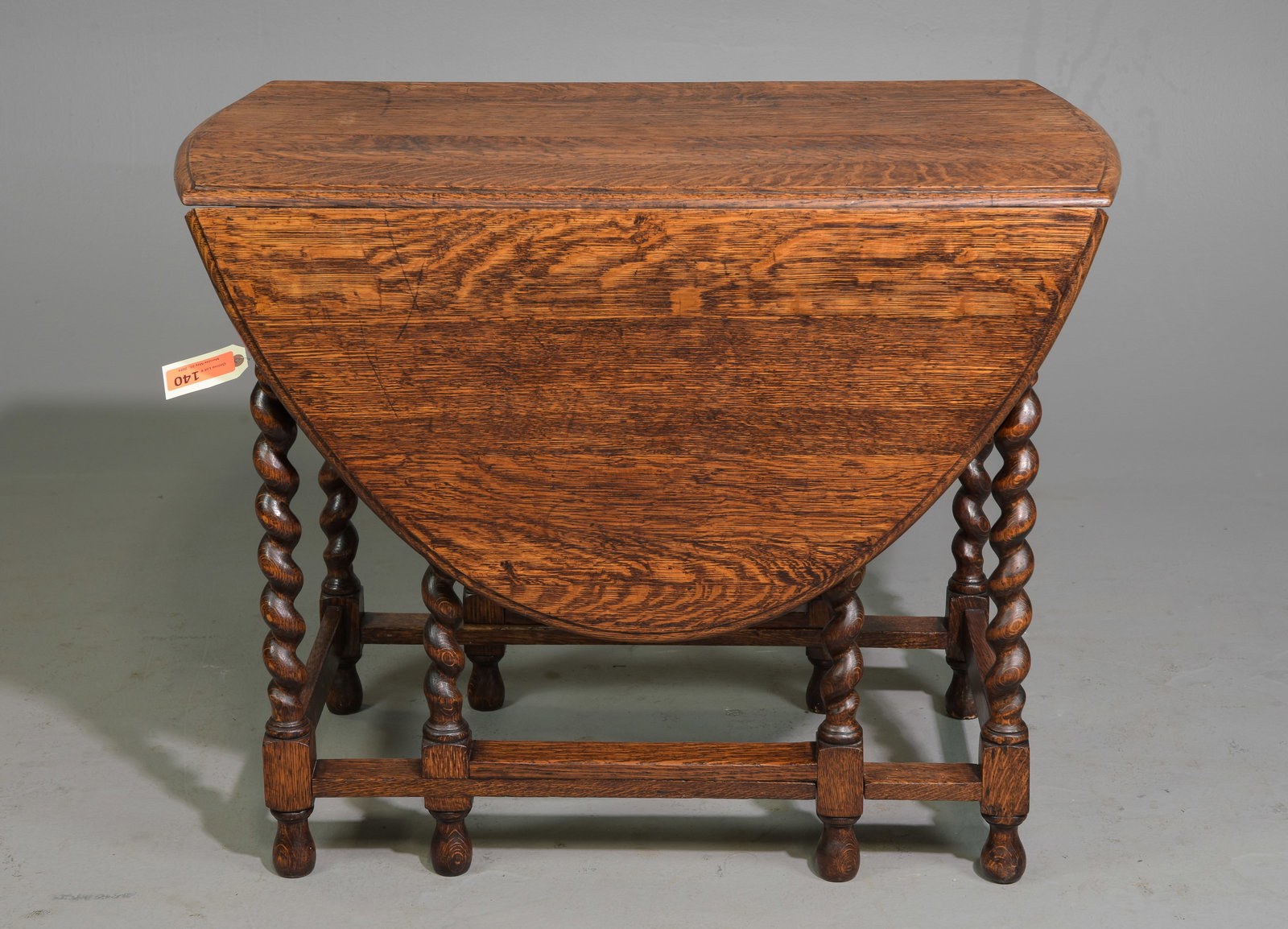 British Oak Barley Twist Drop Leaf Table c.1920's #1 (1 of 4)
