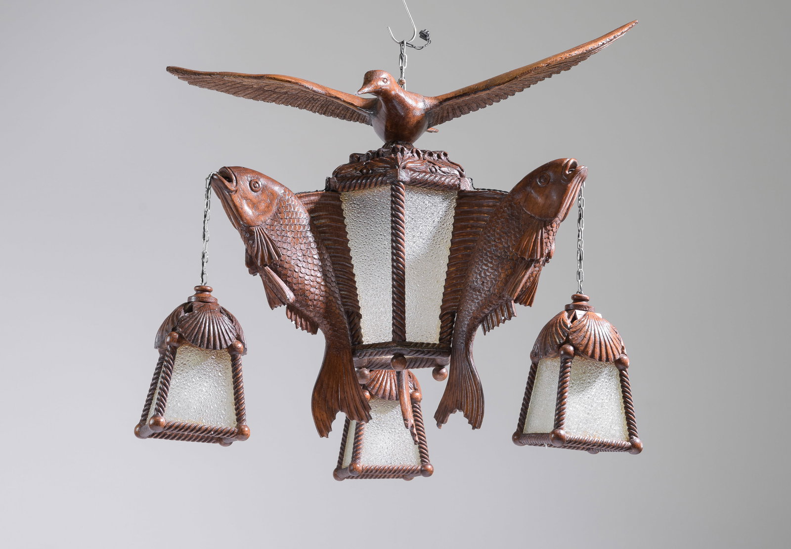 French Carved Figural Chandelier Duck & Fish (1 of 9)