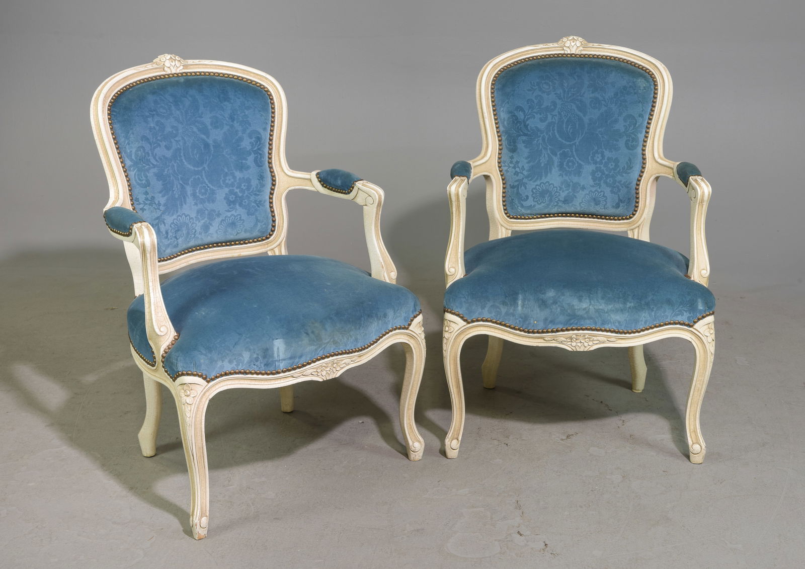 Pair of Louis XV Style Painted Bergere Chairs (1 of 6)