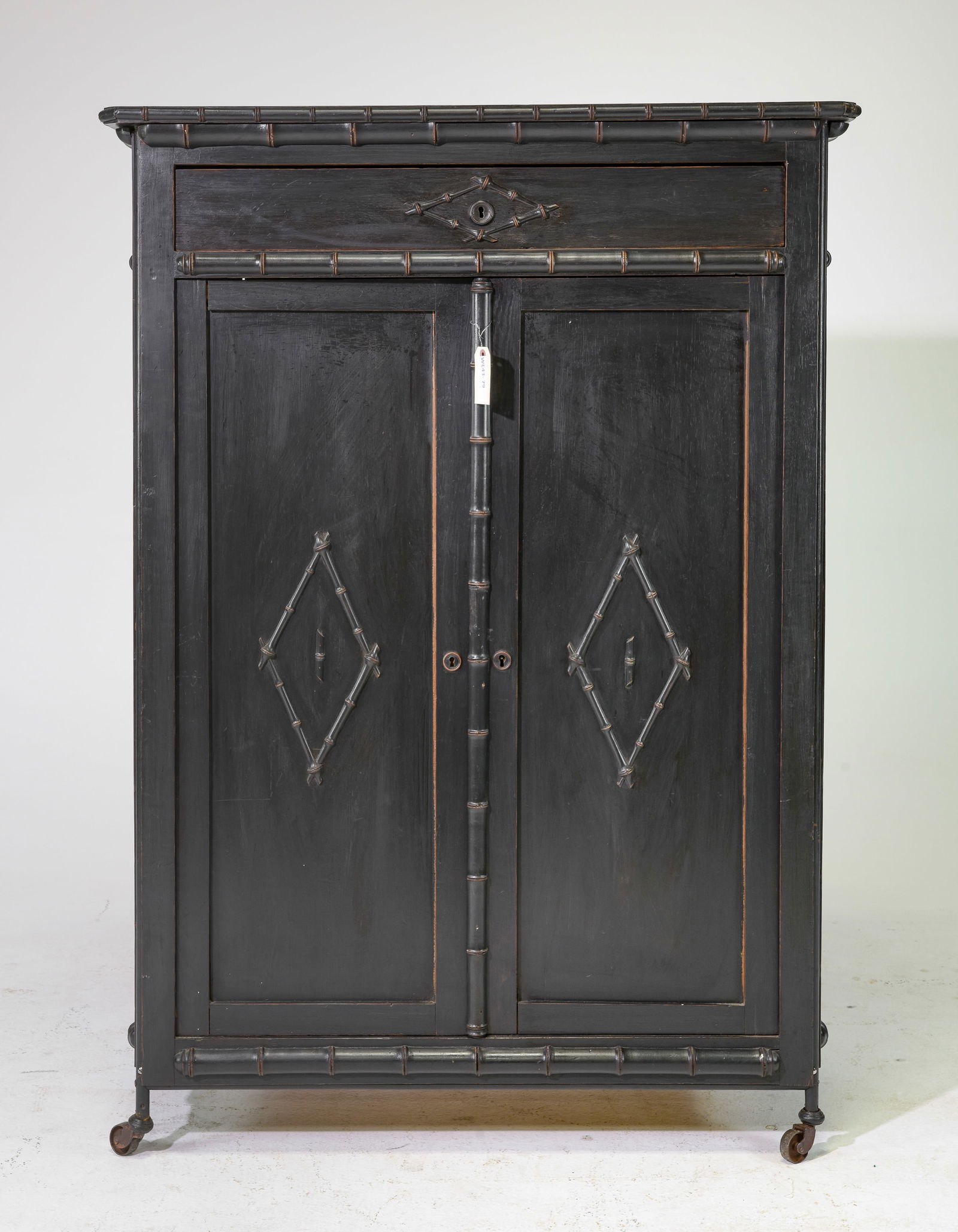 French Faux Bamboo Painted Double Door Cupboard (1 of 6)