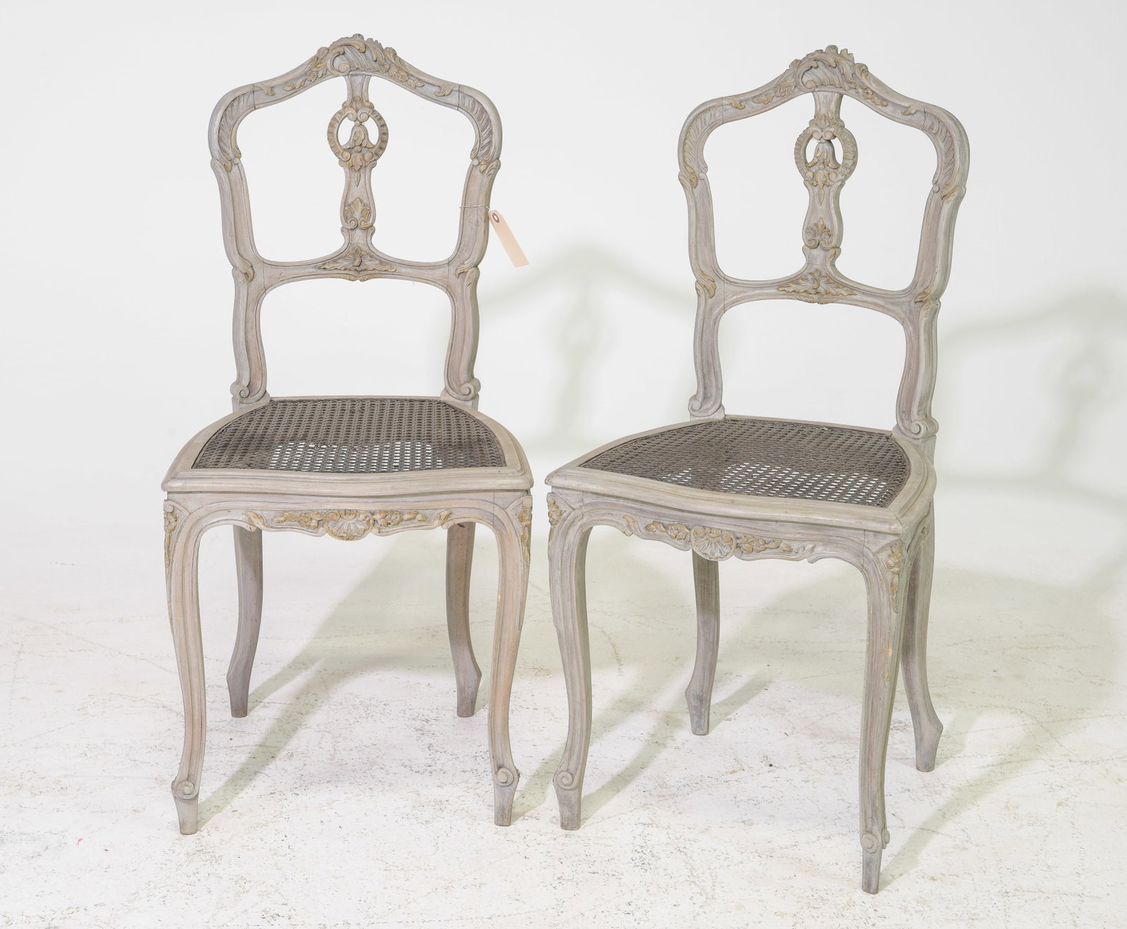 Pair of Louis XV Style Finely Carved Chairs: Pair of Louis XV Style Finely Carved Painted Occasional / Dressing Chairs - 35.5 in tall x 17 x 19, Seat height is 17.5 inches
